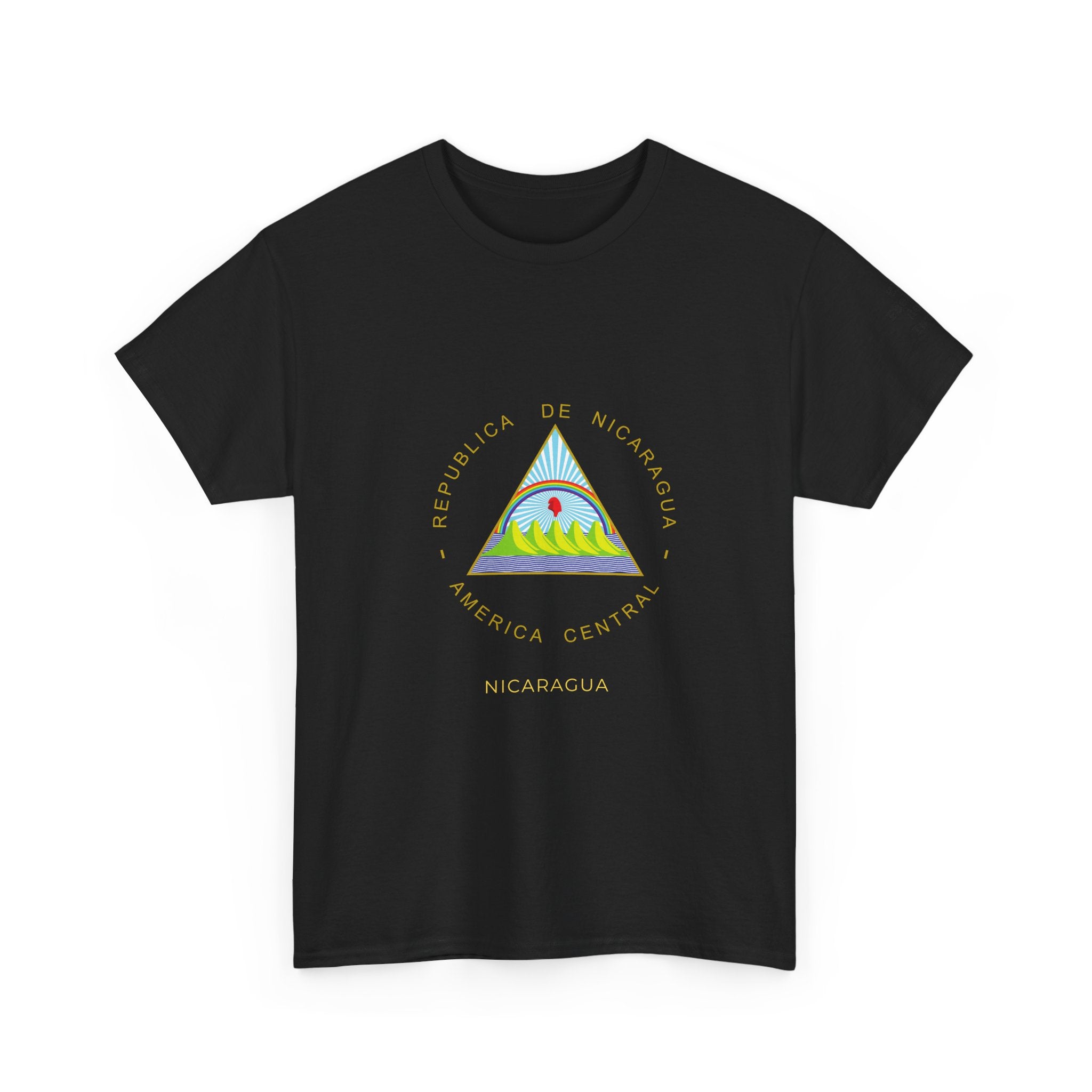 ALGODÓN GRUESO Camiseta de Hombres Nicaragua Escudo Nacional de Nicaragua