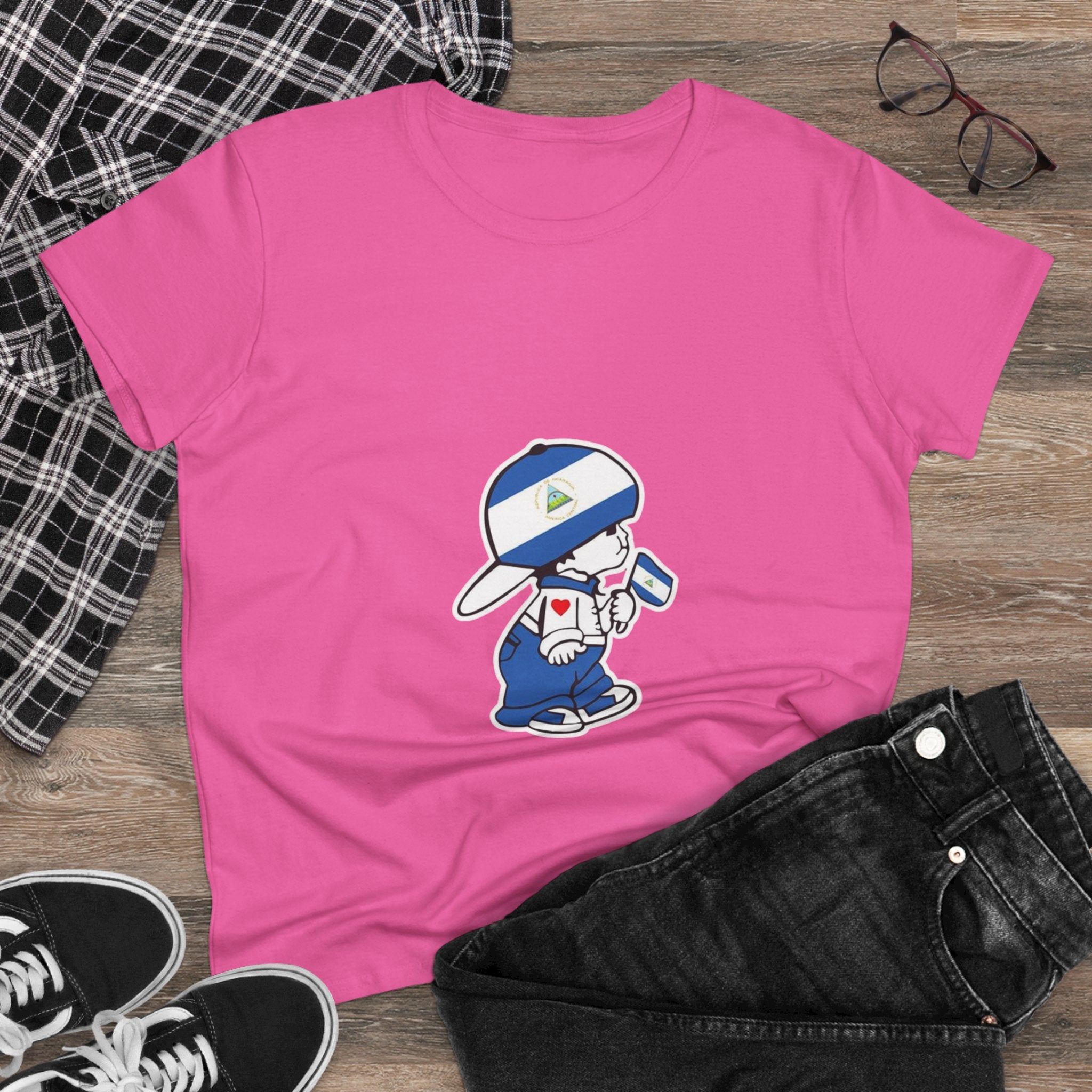 ALGODÓN DE MEDIO GROSOR Camiseta de Mujeres Nicaragua El Niño Nico Original