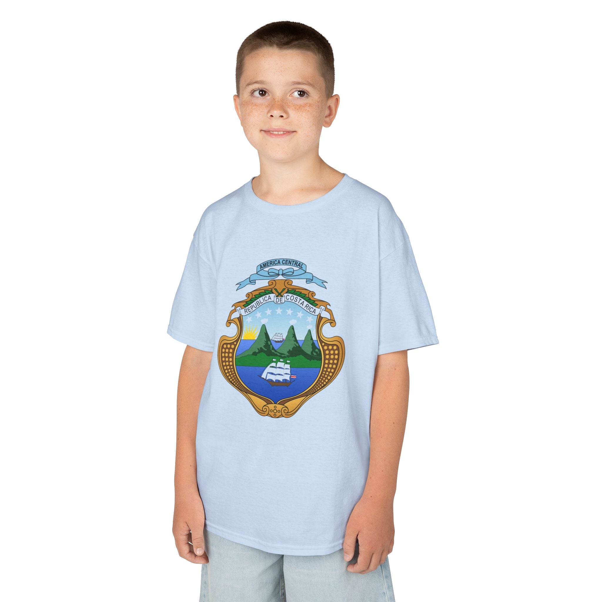 ALGODÓN GRUESO Camiseta de Niños Costa Rica Escudo Nacional de Costa Rica