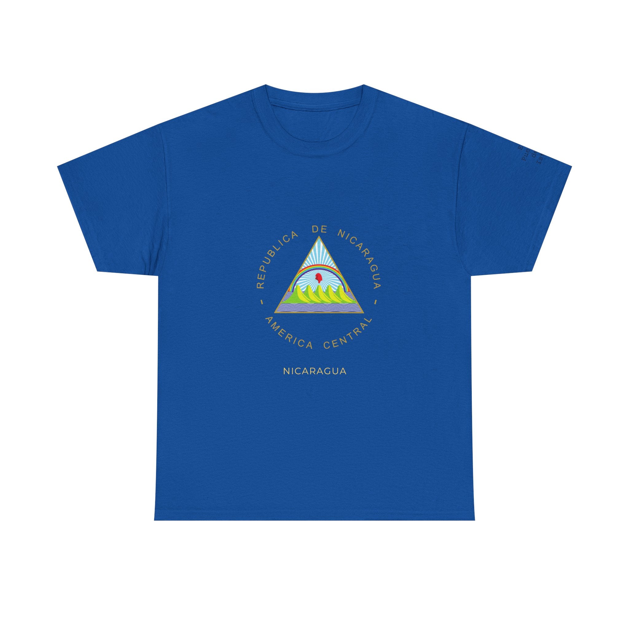 ALGODÓN GRUESO Camiseta de Hombres Nicaragua Escudo Nacional de Nicaragua