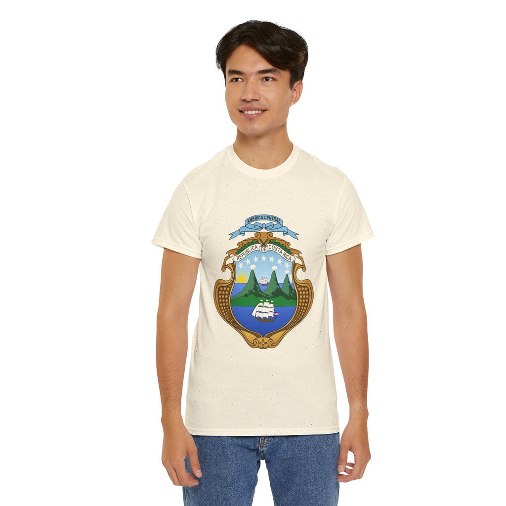 ALGODÓN GRUESO Camiseta de Hombres Costa Rica Escudo Nacional de Costa Rica