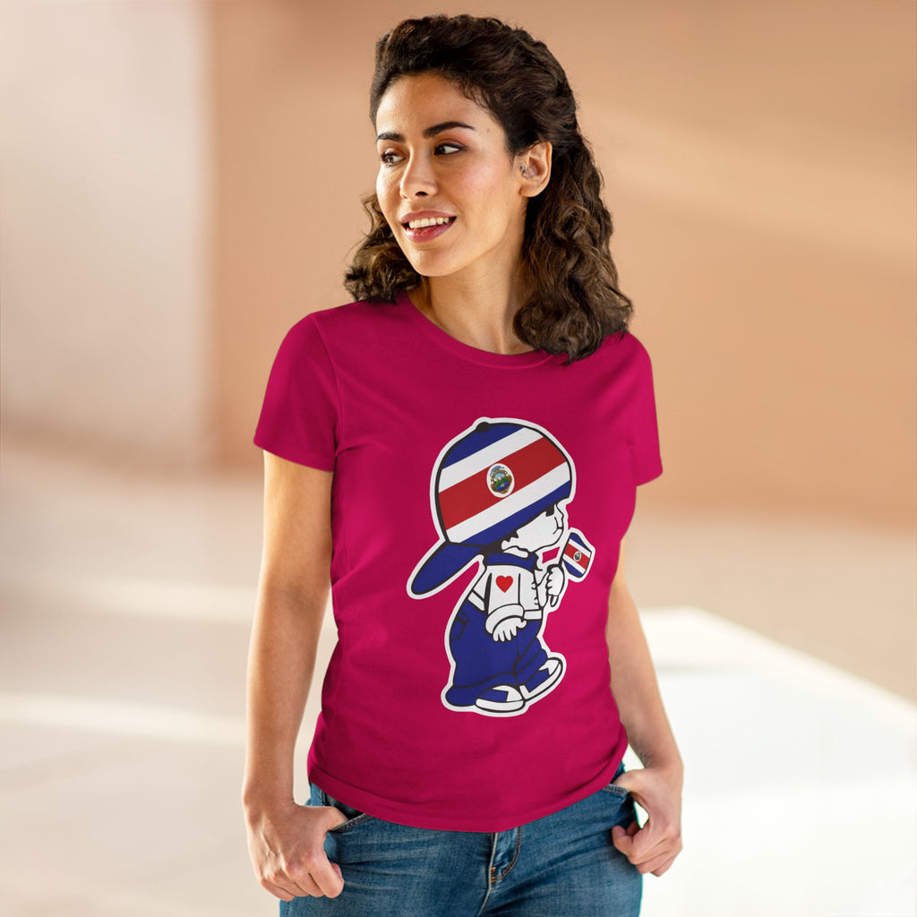 ALGODÓN DE MEDIO GROSOR Camiseta de Mujeres Costa Rica El Niño Tico Oroginal