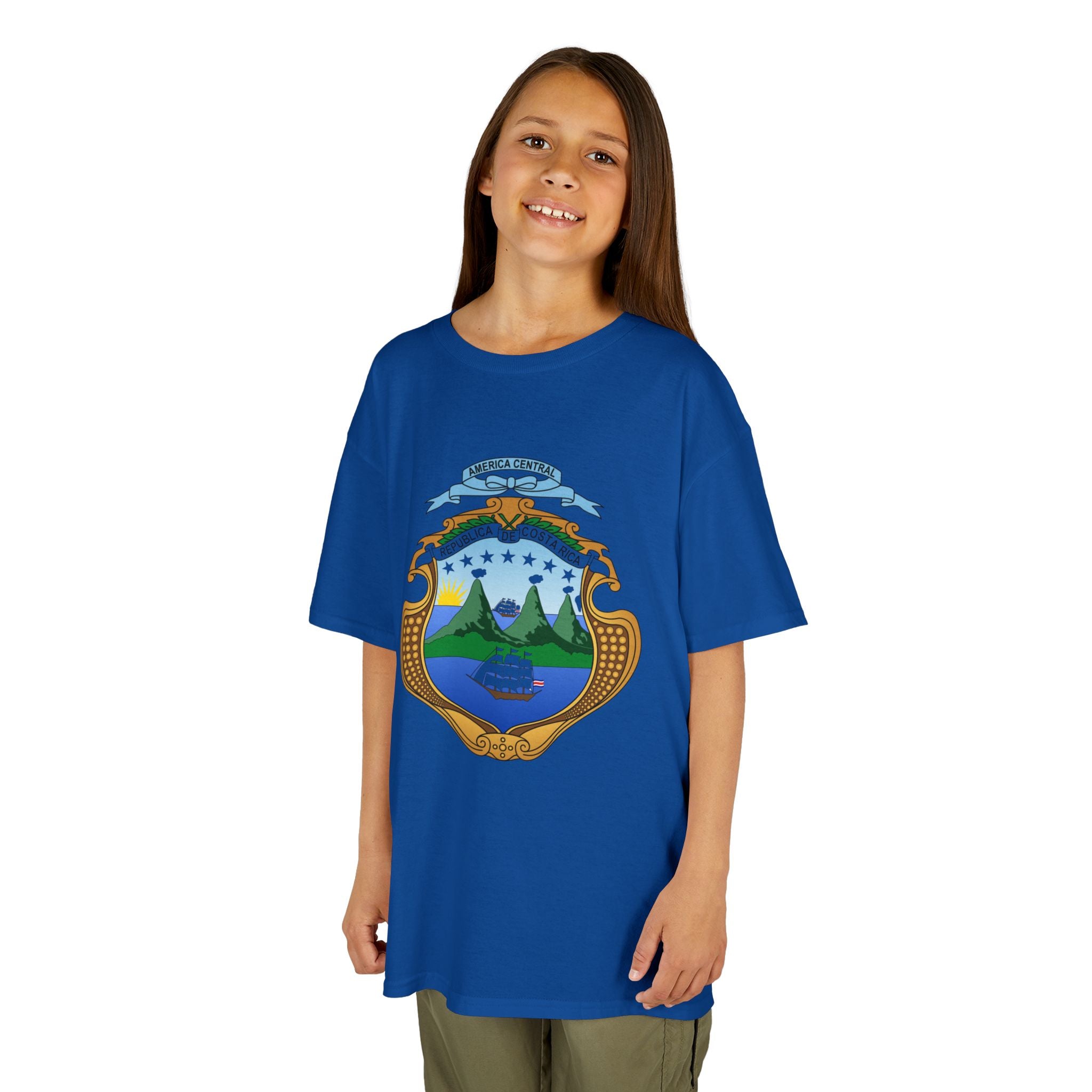 ALGODÓN GRUESO Camiseta de Niñas Costa Rica Escudo Nacional de Costa Rica
