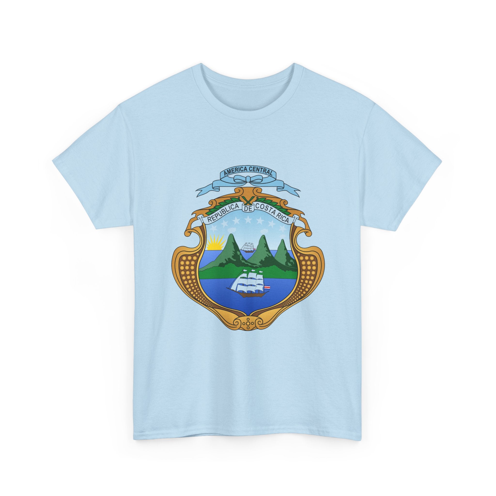 ALGODÓN GRUESO Camiseta de Hombres Costa Rica Escudo Nacional de Costa Rica