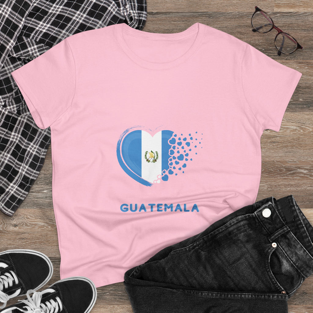 ALGODÓN DE MEDIO GROSOR Camiseta de Mujeres Diseño Corazón Guatemala