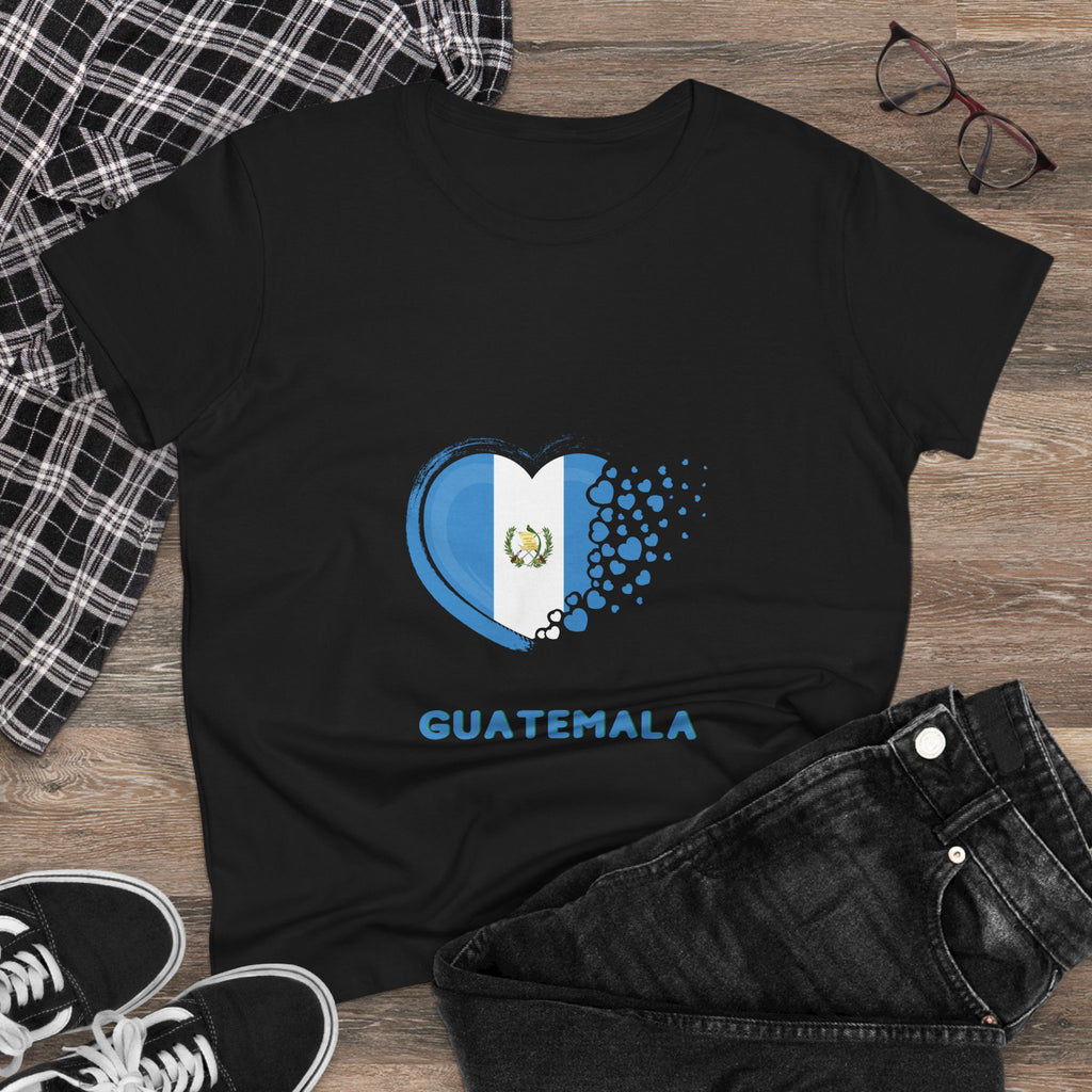 ALGODÓN DE MEDIO GROSOR Camiseta de Mujeres Diseño Corazón Guatemala