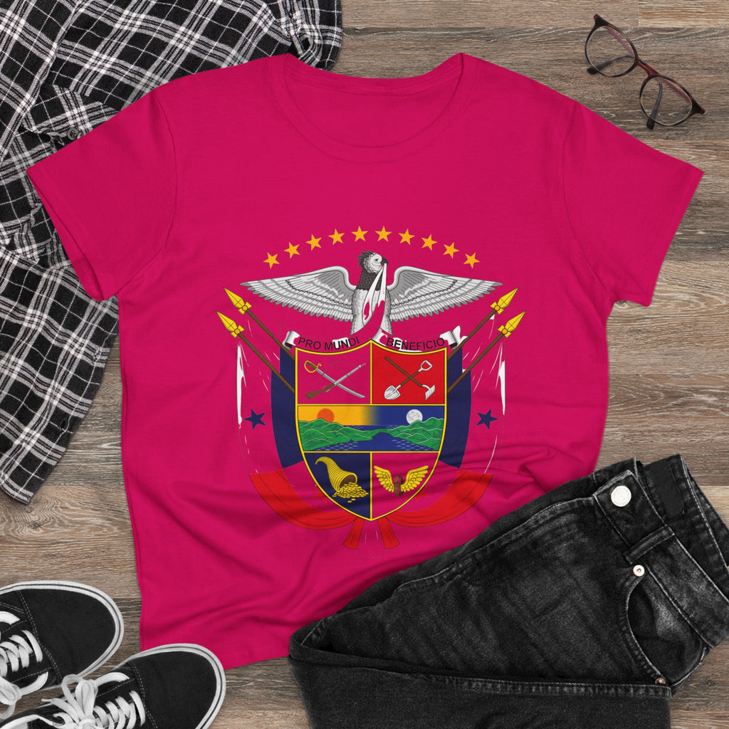 ALGODÓN DE MEDIO GROSOR Camiseta de Mujeres Panamá Escudo Nacional de Panamá