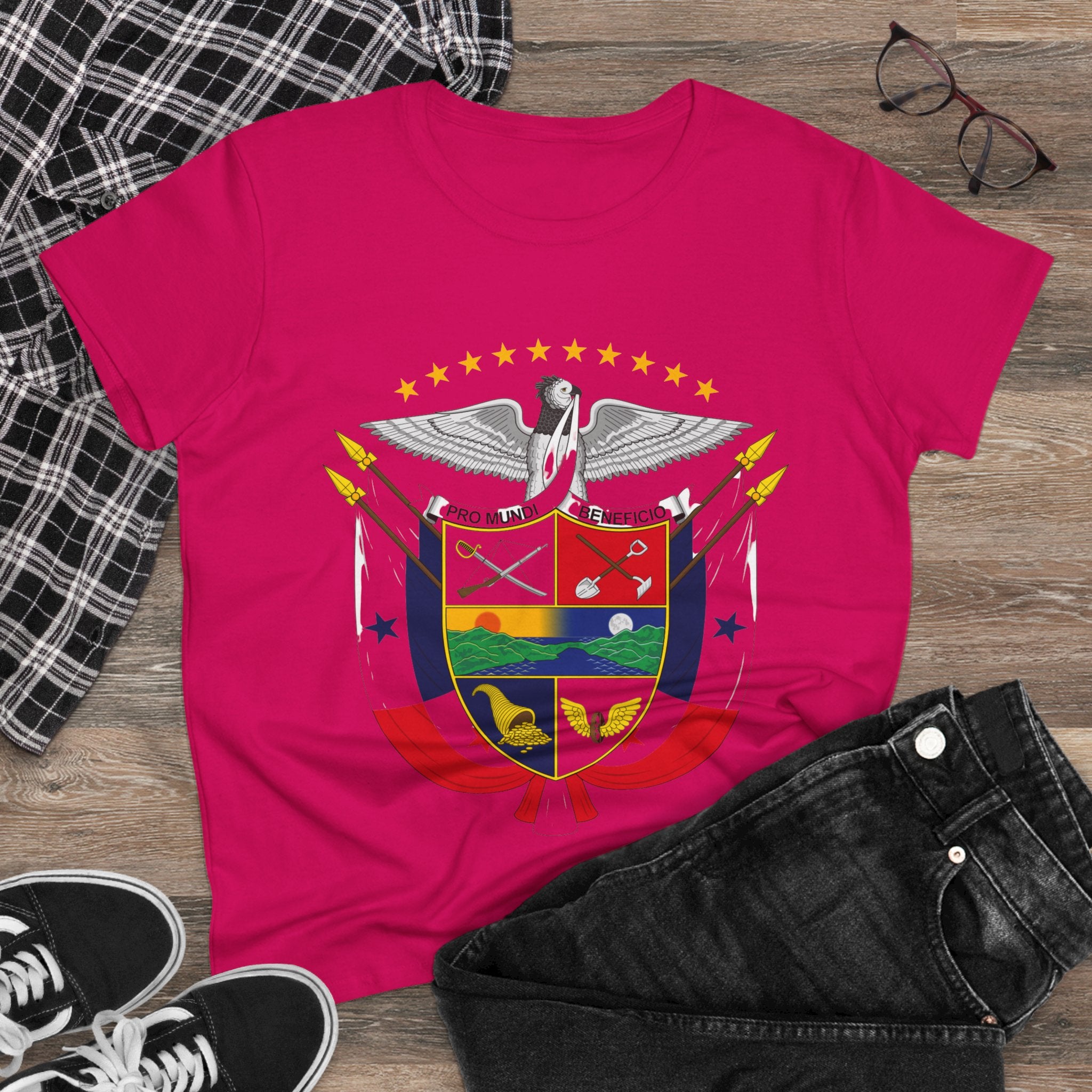 ALGODÓN DE MEDIO GROSOR Camiseta de Mujeres Panamá Escudo Nacional de Panamá