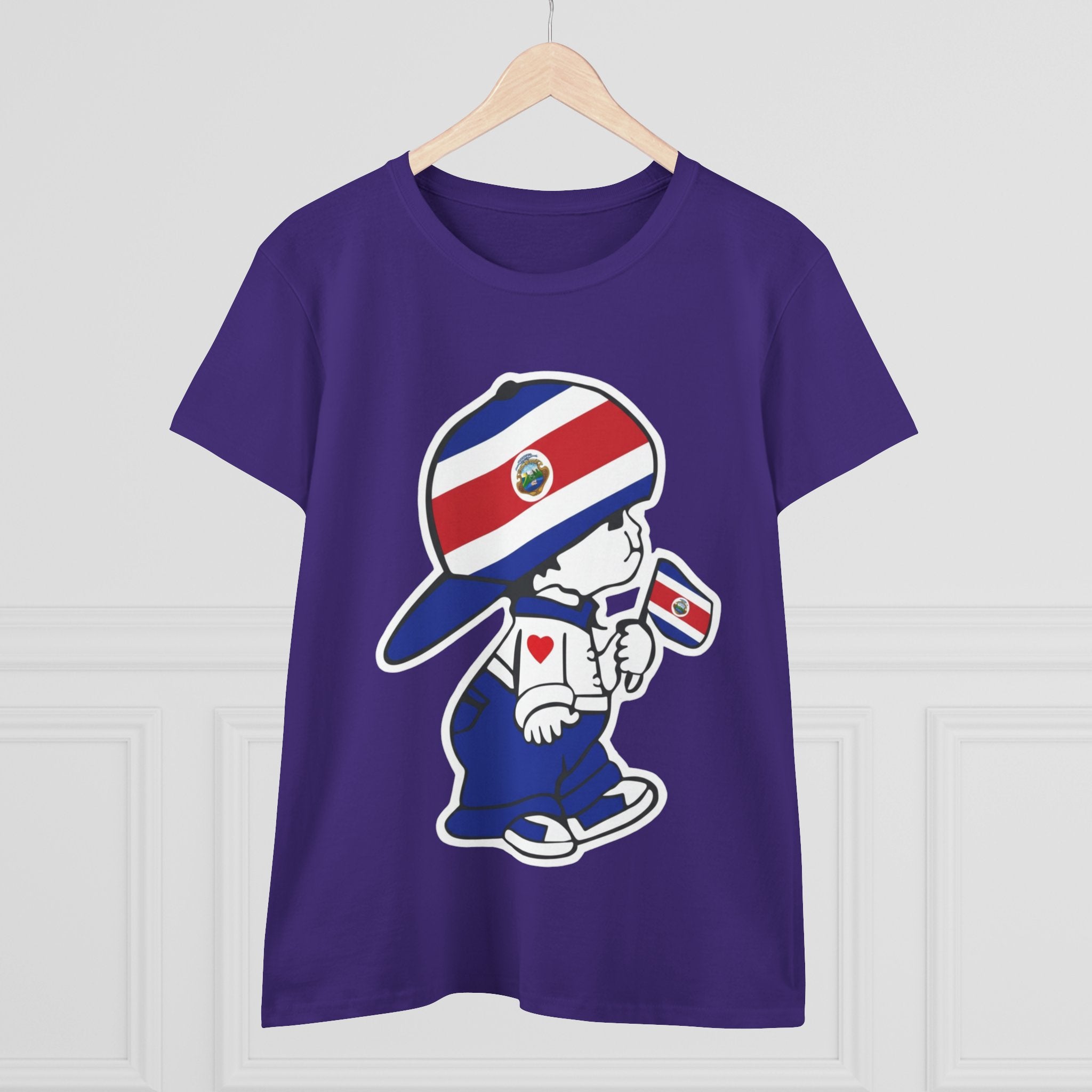 ALGODÓN DE MEDIO GROSOR Camiseta de Mujeres Costa Rica El Niño Tico Oroginal