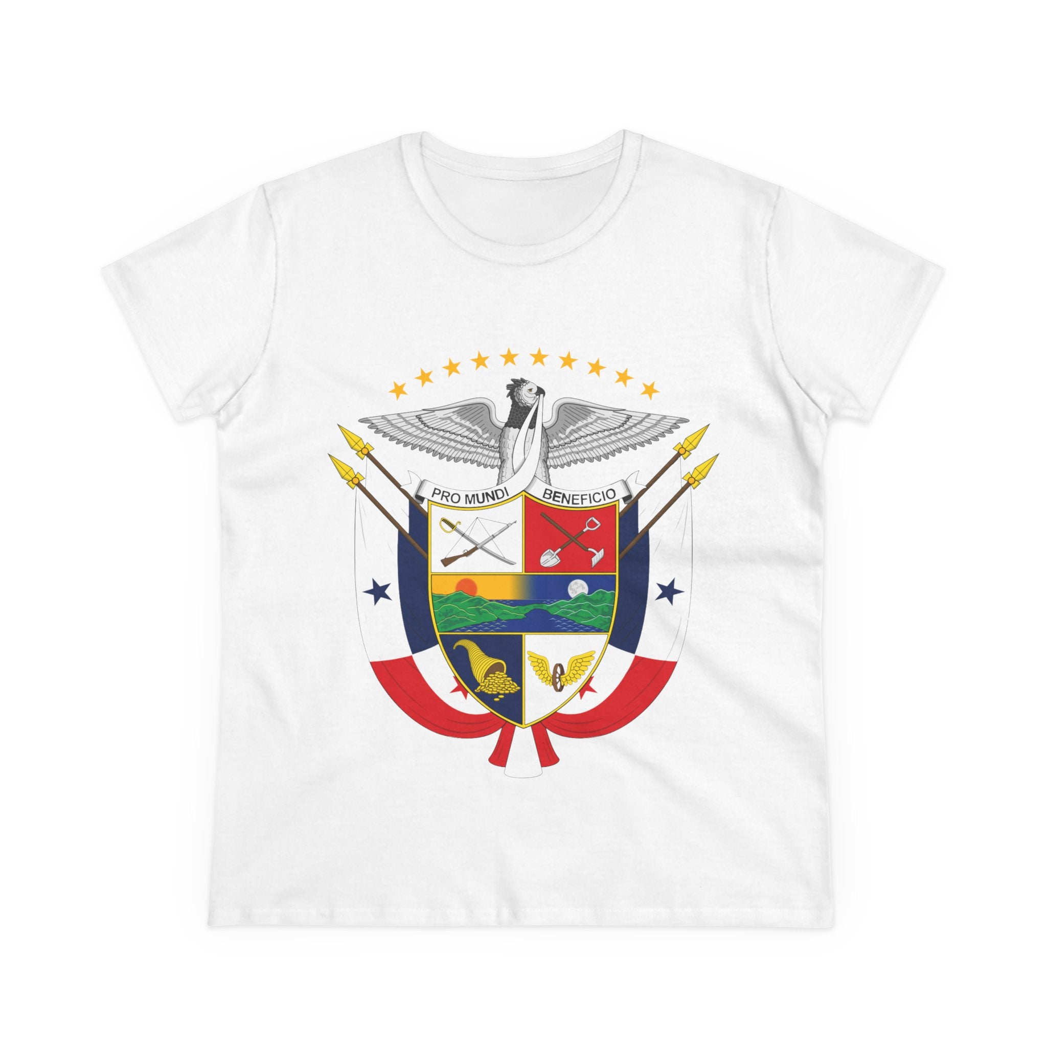 ALGODÓN DE MEDIO GROSOR Camiseta de Mujeres Panamá Escudo Nacional de Panamá
