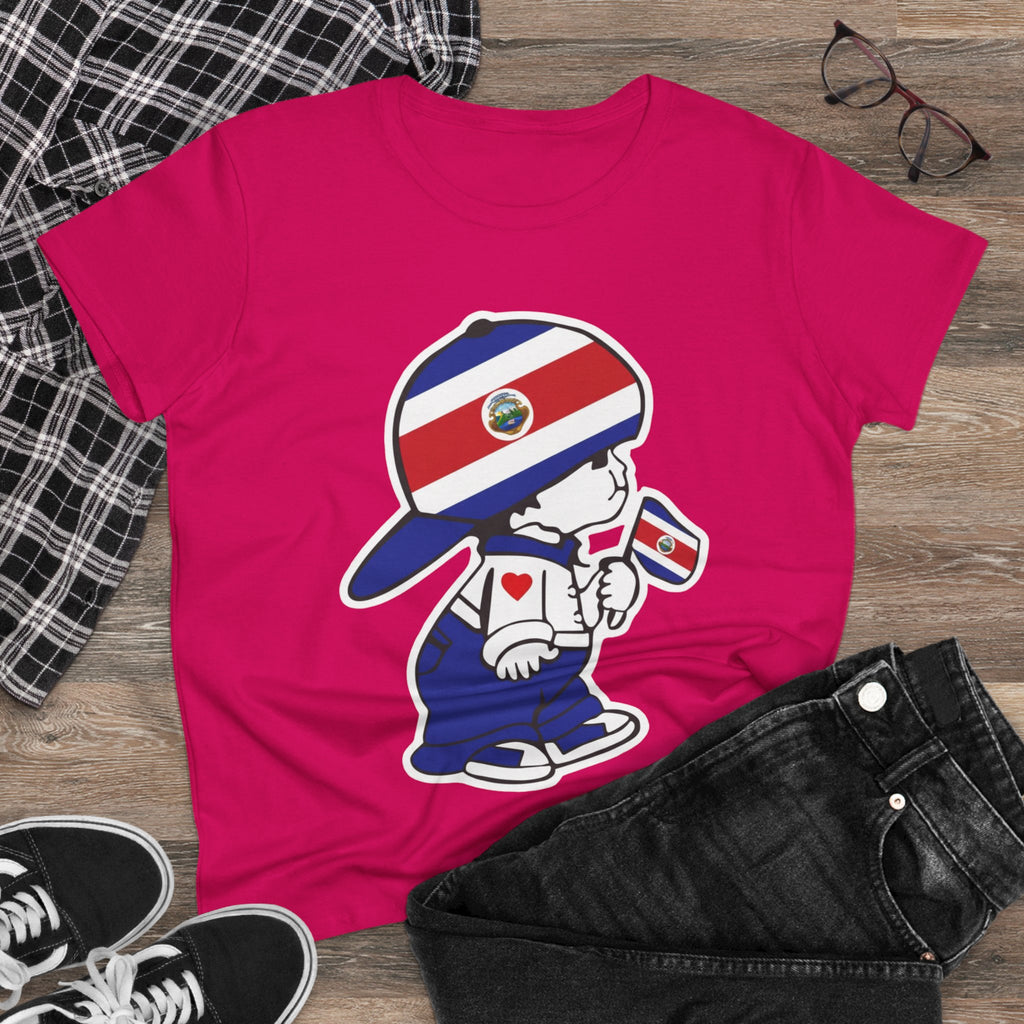 ALGODÓN DE MEDIO GROSOR Camiseta de Mujeres Costa Rica El Niño Tico Oroginal