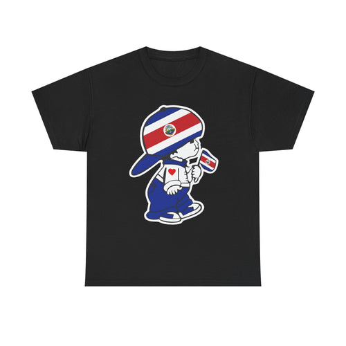 ALGODÓN GRUESO Camiseta de Hombres Costa Rica El Niño Tico Original