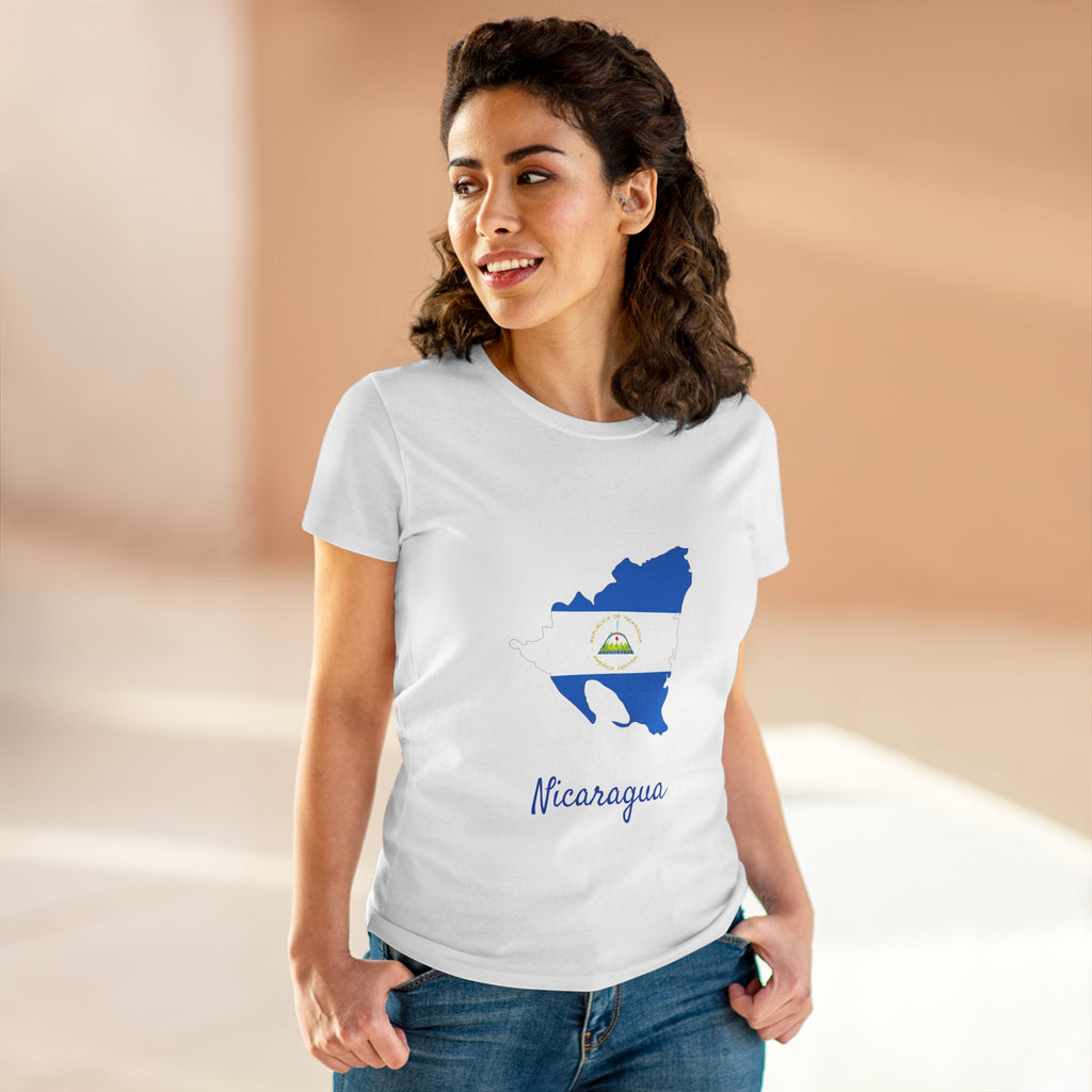 ALGÓDON DE MEDIO GROSOR Camiseta de Mujeres Nicaragua Diseño Nicaragua