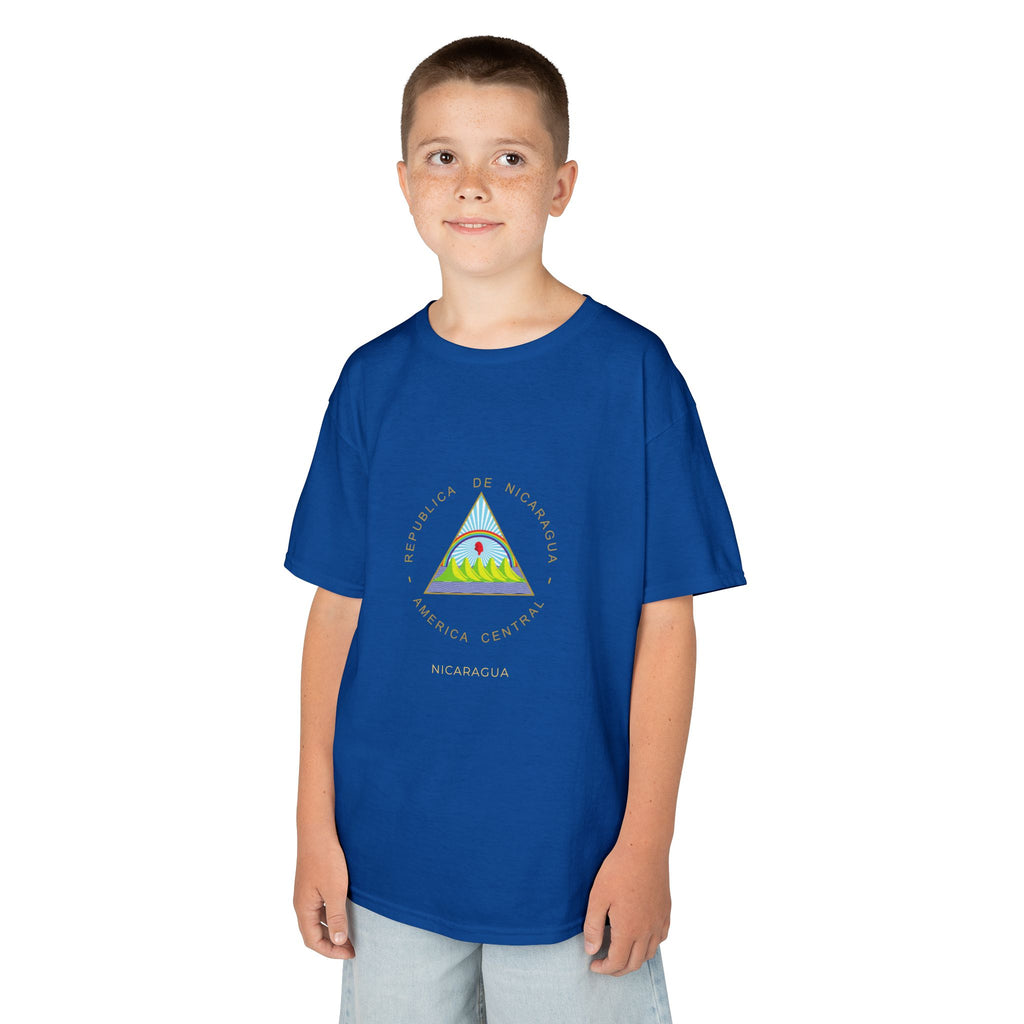ALGODÓN GRUESO Camiseta de Niños Nicaragua Escudo Nacional de Nicaragua