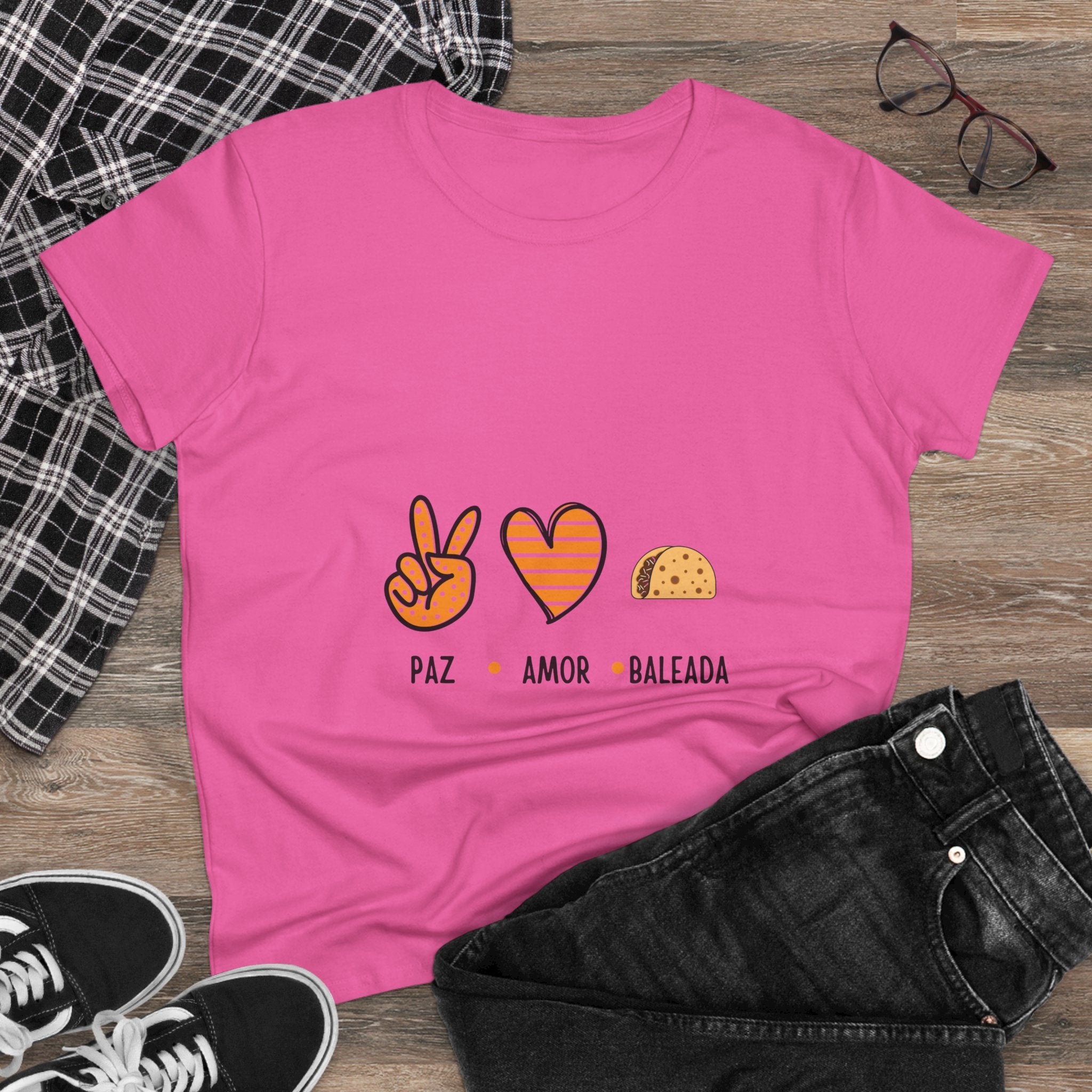ALGODÓN DE MEDIO GROSOR Camiseta de Mujeres Honduras Paz Amor Baleada