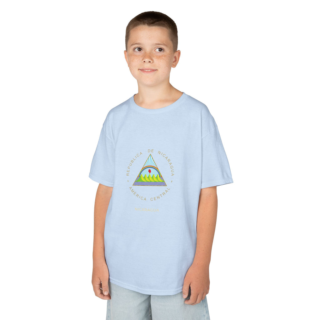 ALGODÓN GRUESO Camiseta de Niños Nicaragua Escudo Nacional de Nicaragua