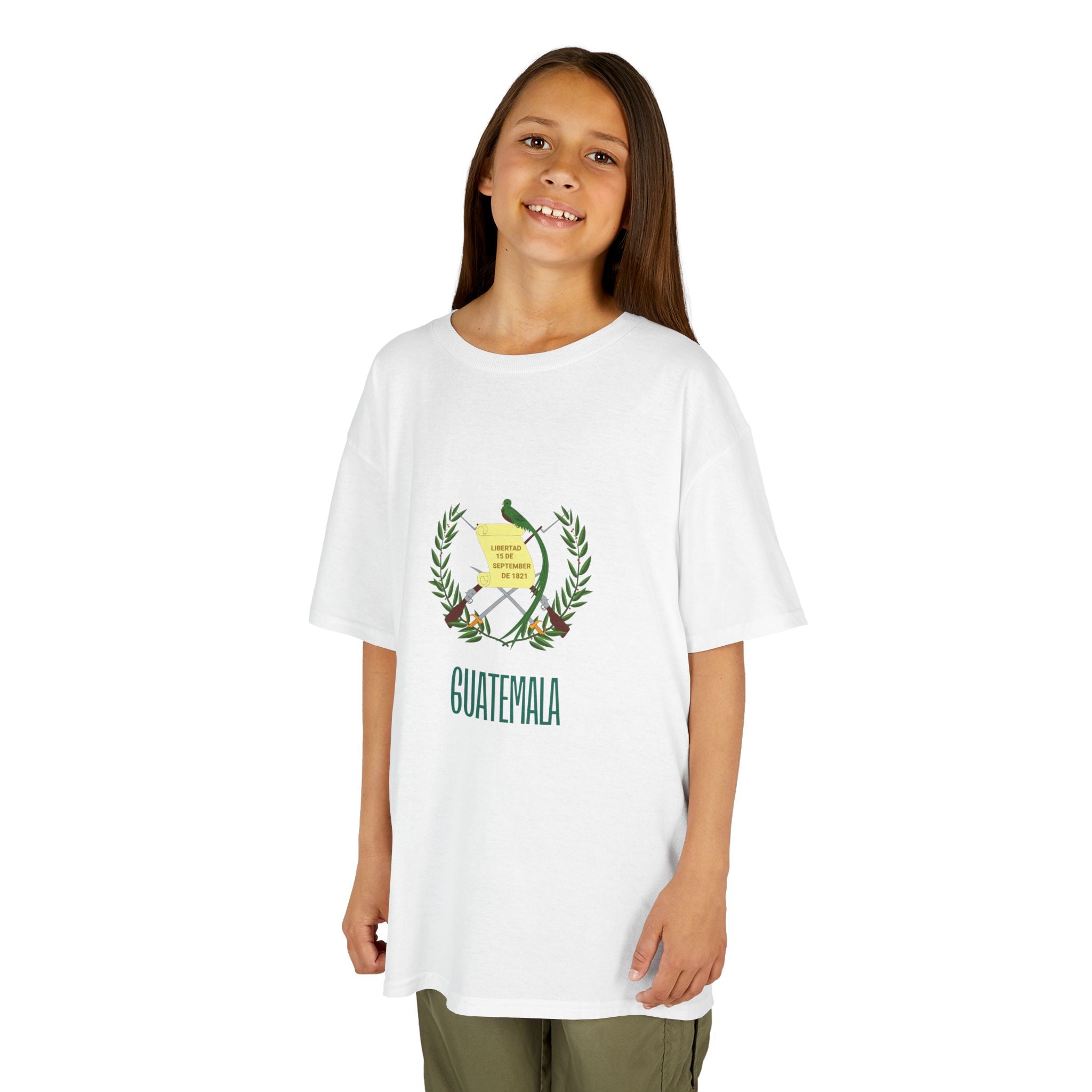 ALGODÓN GRUESO Camiseta de Niñas Escudo Nacional de Guatemala