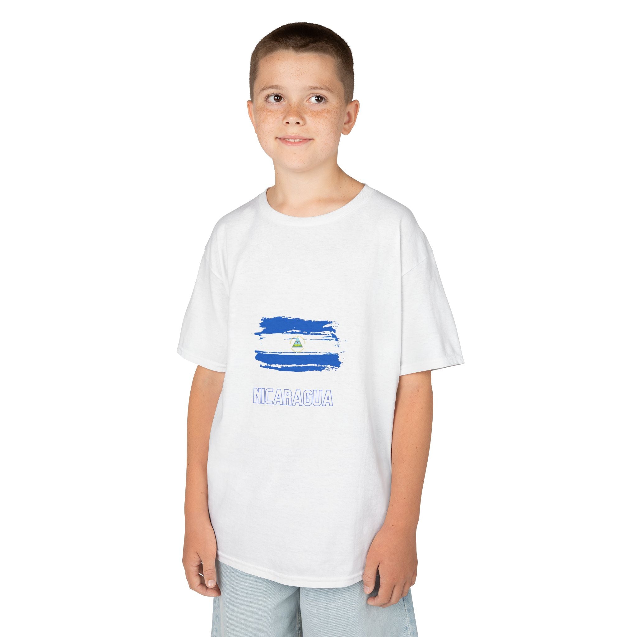 ALGODÓN GRUESO Camiseta de Niños Nicaragua Bandera de Nicaragua