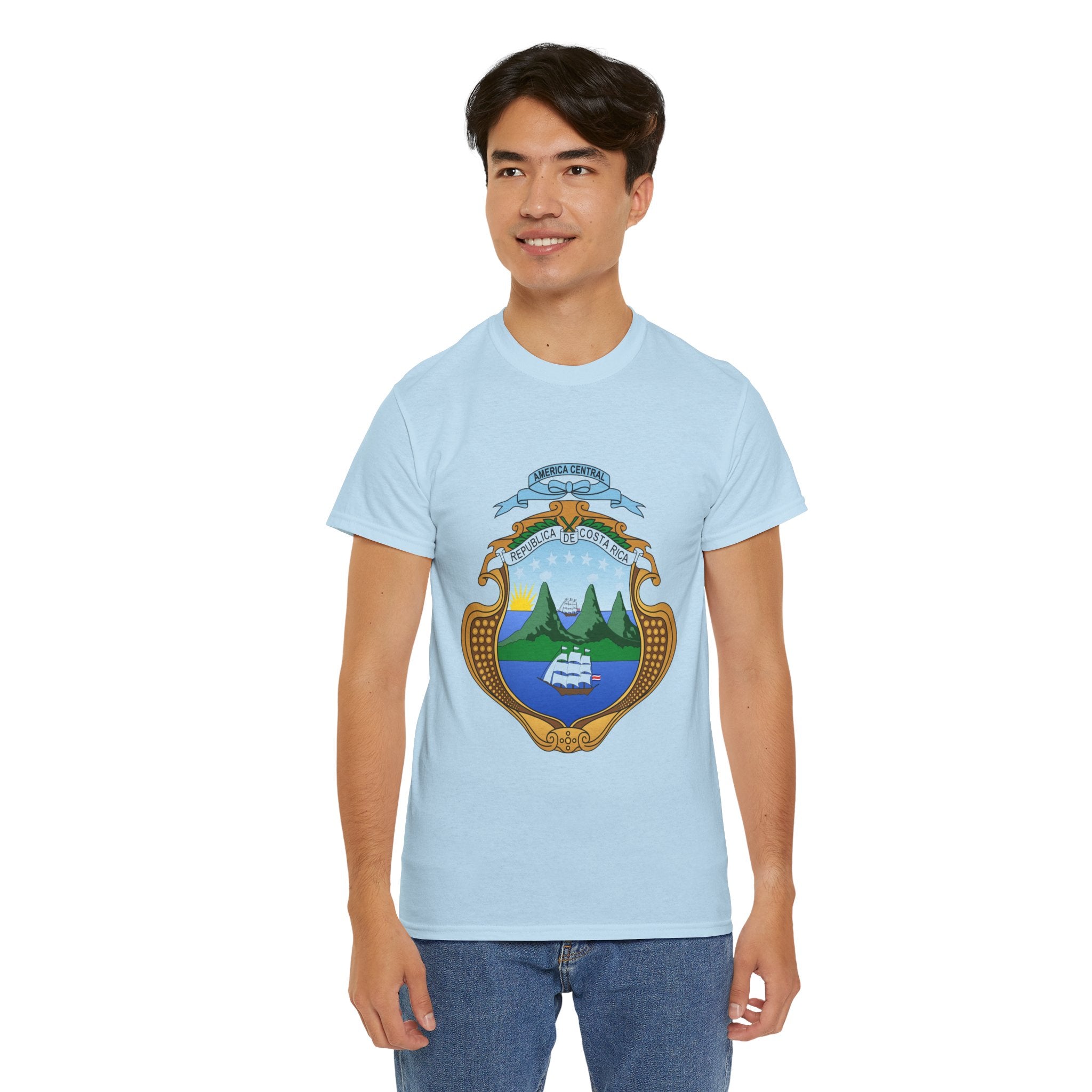 ALGODÓN GRUESO Camiseta de Hombres Costa Rica Escudo Nacional de Costa Rica