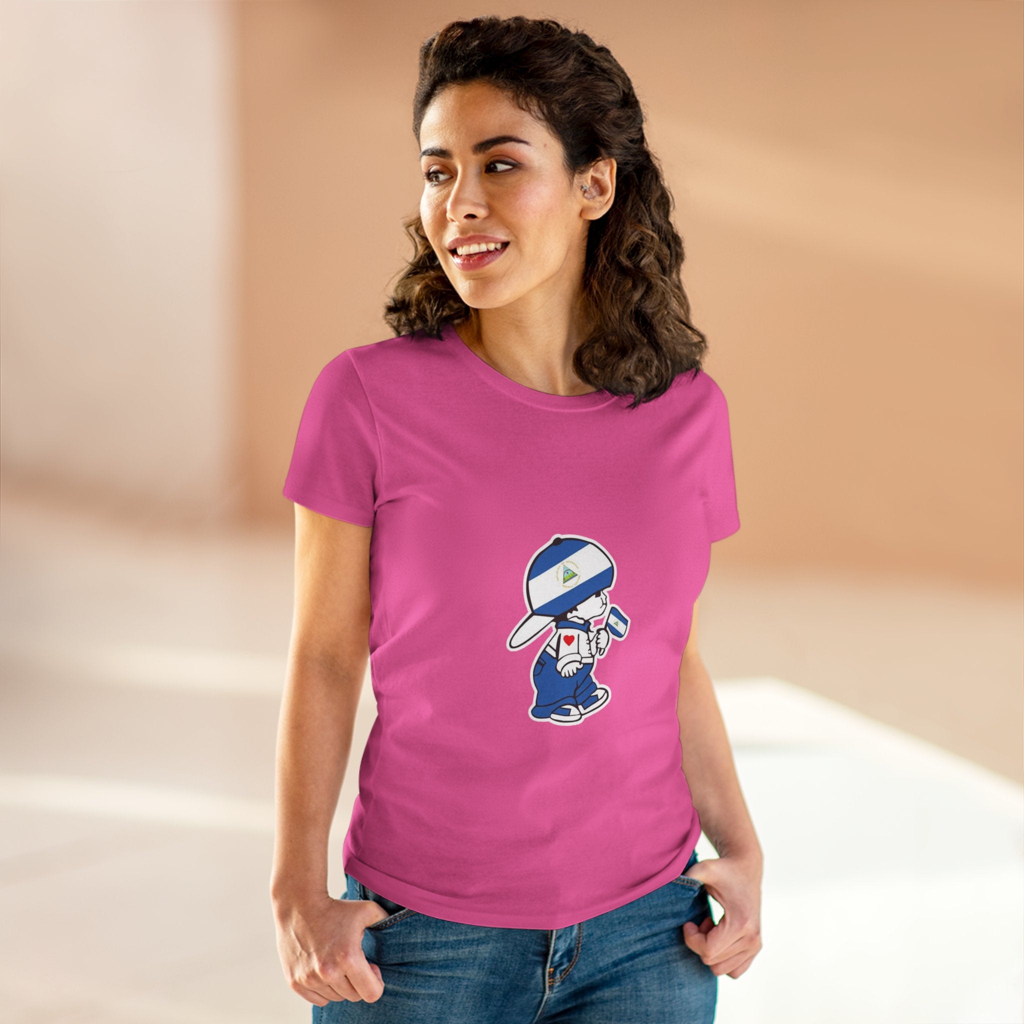 ALGODÓN DE MEDIO GROSOR Camiseta de Mujeres Nicaragua El Niño Nico Original