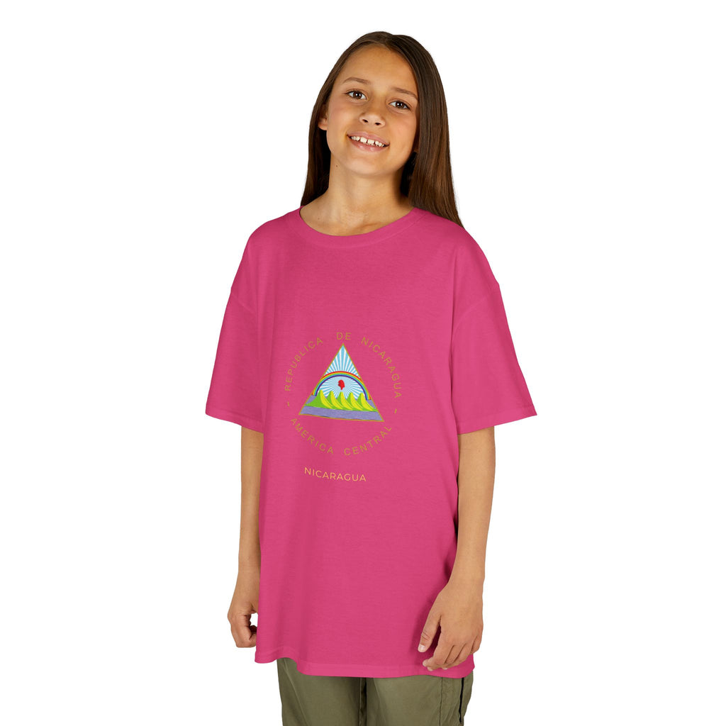 ALGODÓN GRUESO Camiseta de Niñas Nicaragua Escudo Nacional de Nicaragua