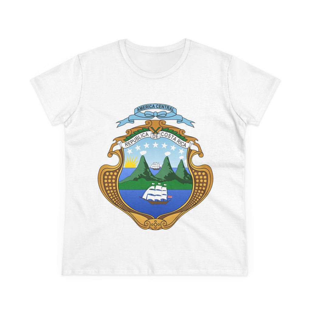 ALGODÓN DE MEDIO GROSOR Camiseta de Mujeres Costa Rica Escudo Nacional de Costa Rica