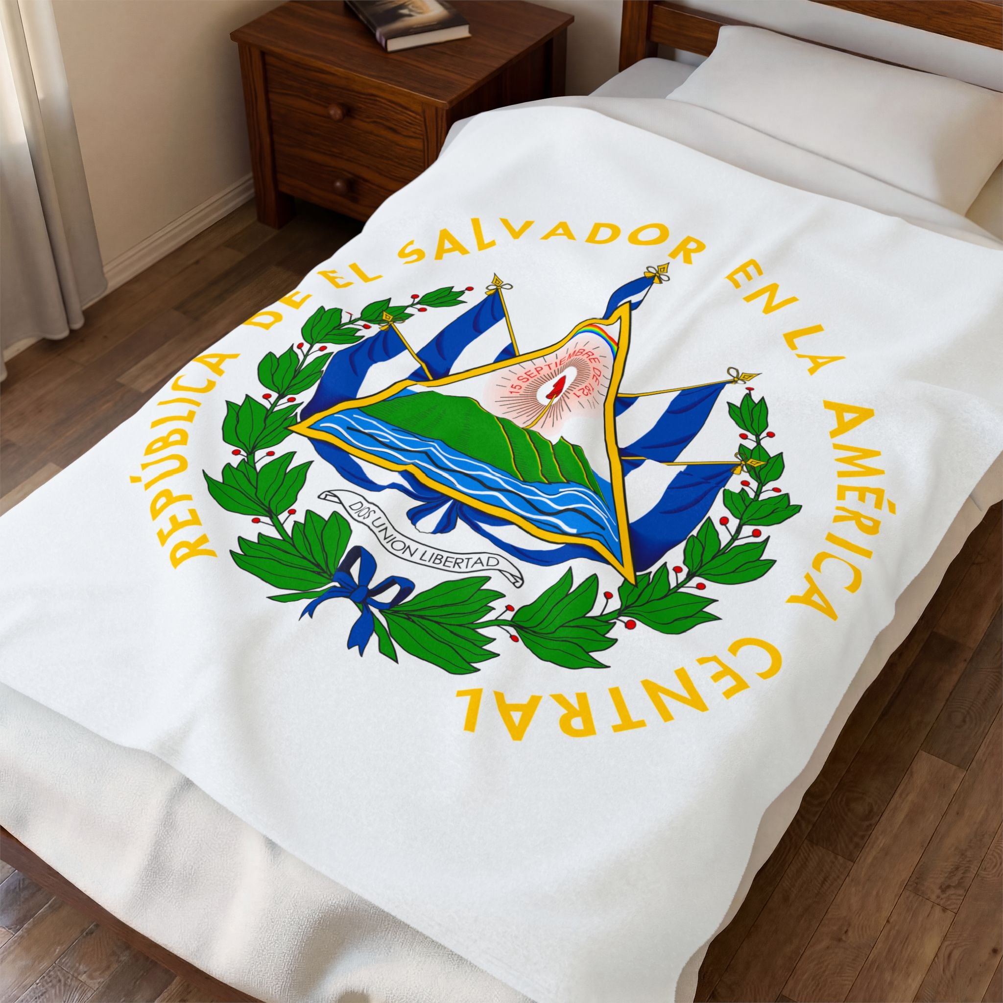 Colcha de terciopelo de algodón El Salvador Escudo Nacional de El Salvador