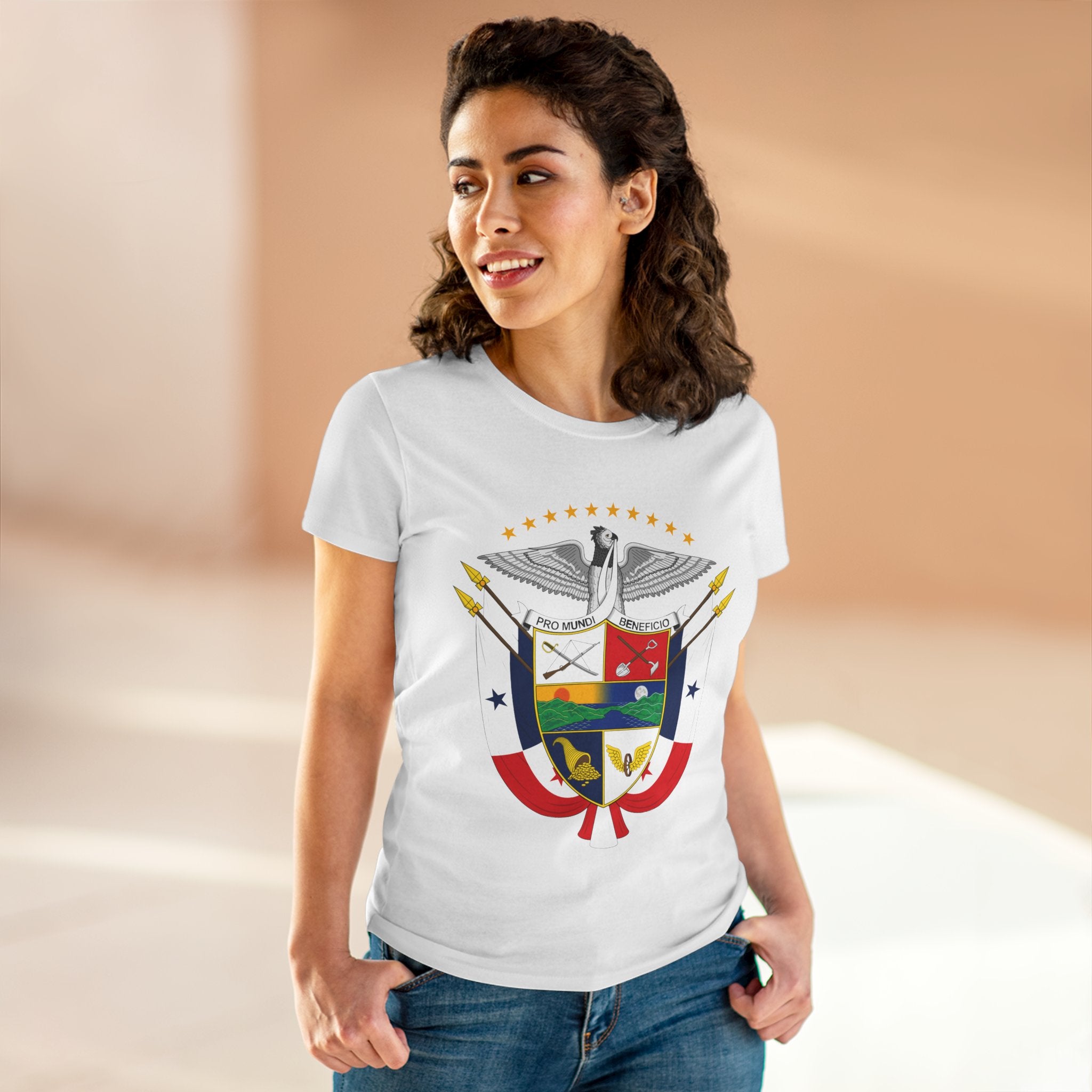 ALGODÓN DE MEDIO GROSOR Camiseta de Mujeres Panamá Escudo Nacional de Panamá