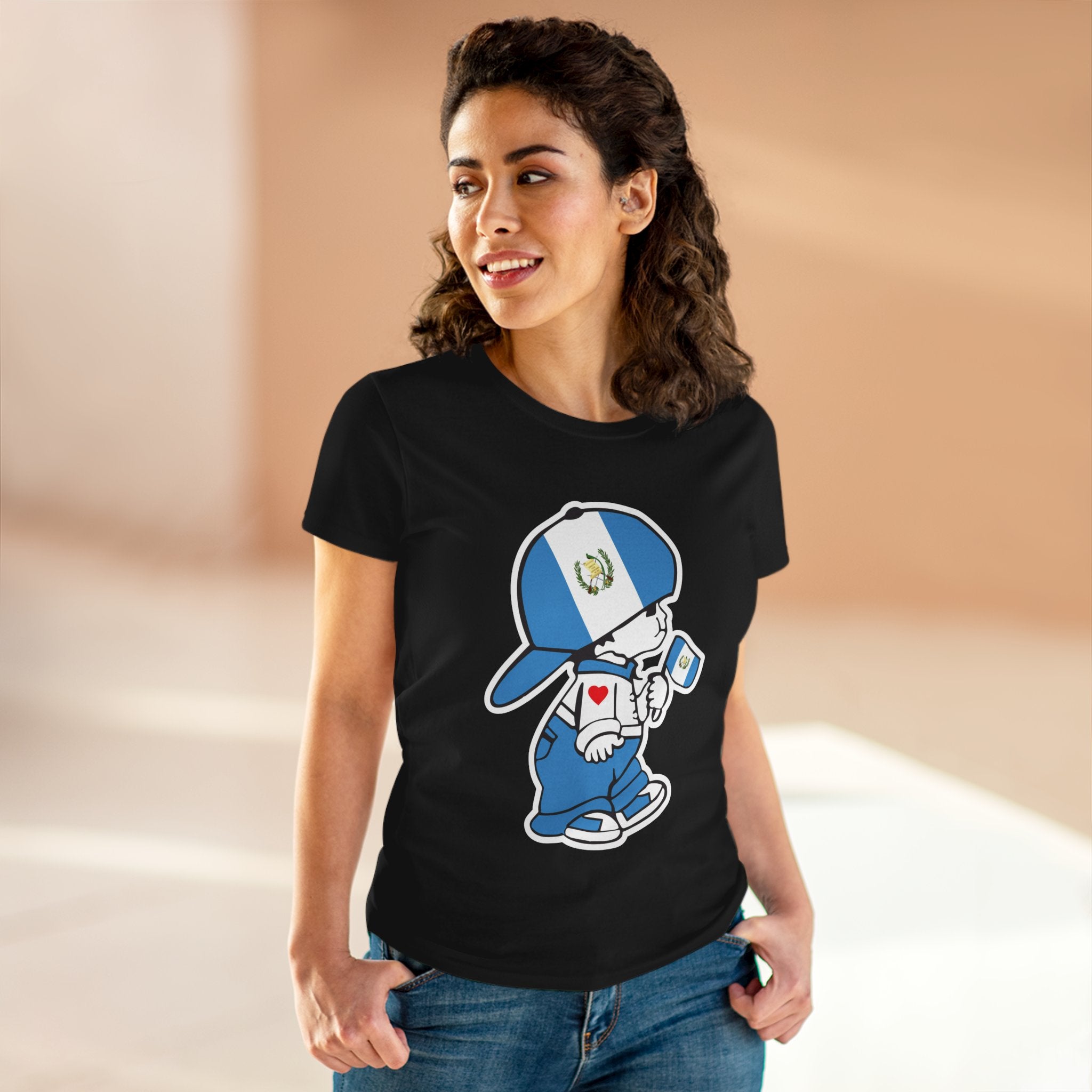 ALGODÓN DE MEDIO GROSOR Camiseta de Mujeres Guatemala El Niño Chapín Original