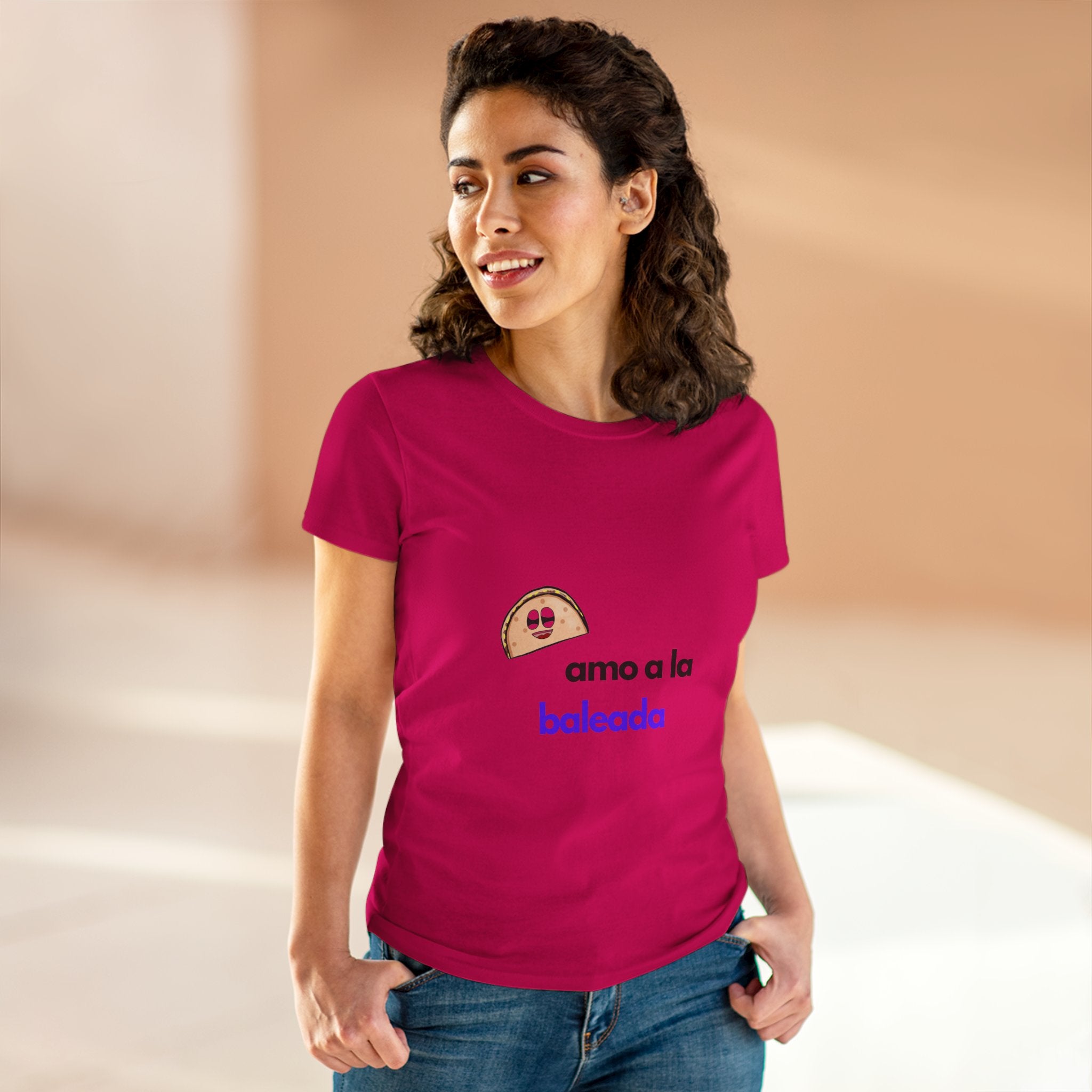 ALGODÓN DE MEDIO GROSOR Camiseta de Mujeres Honduras Diseño Amo a la baleada