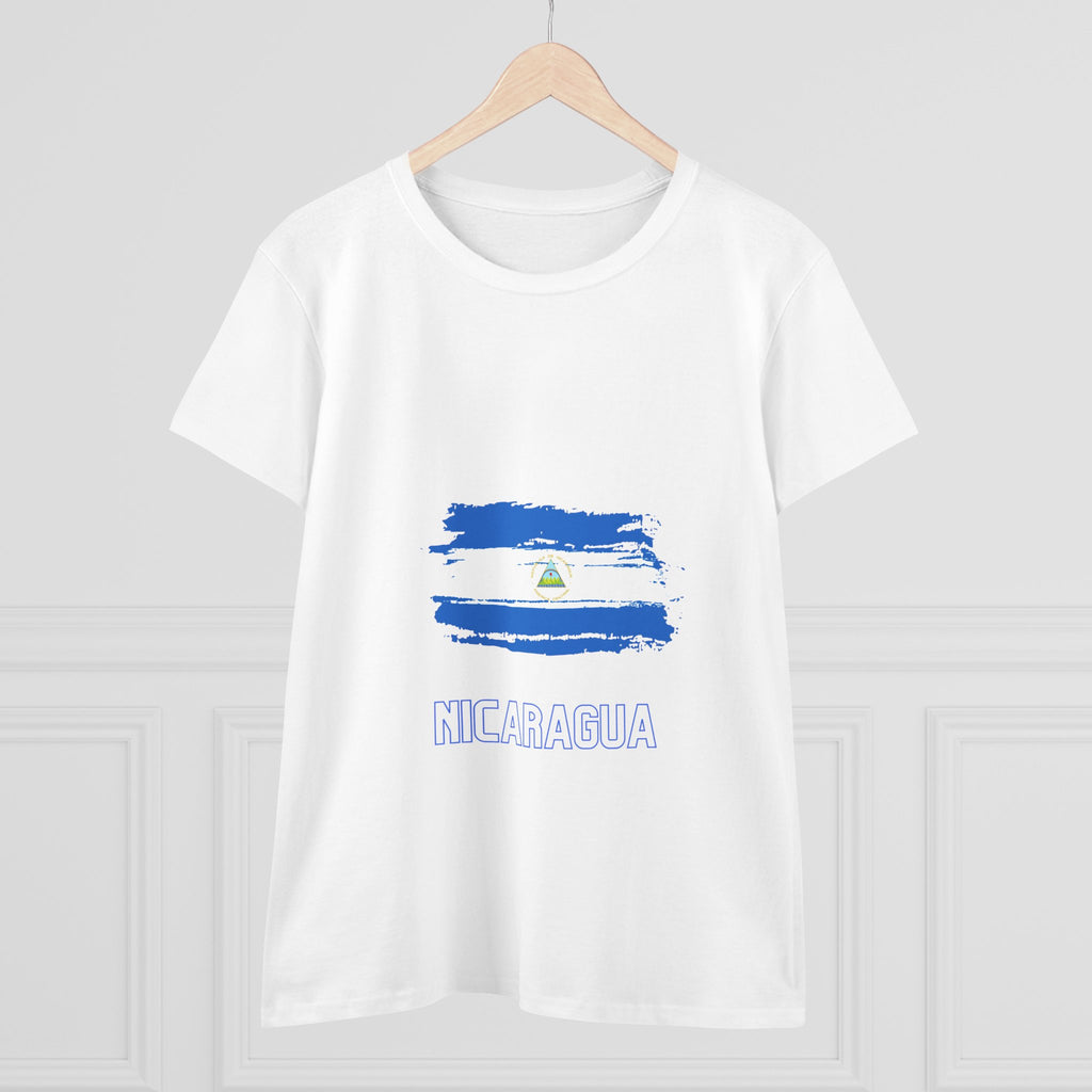 ALGODÓN DE MEDIO GROSOR Camiseta de Mujeres Nicaragua Bandera de Nicaragua