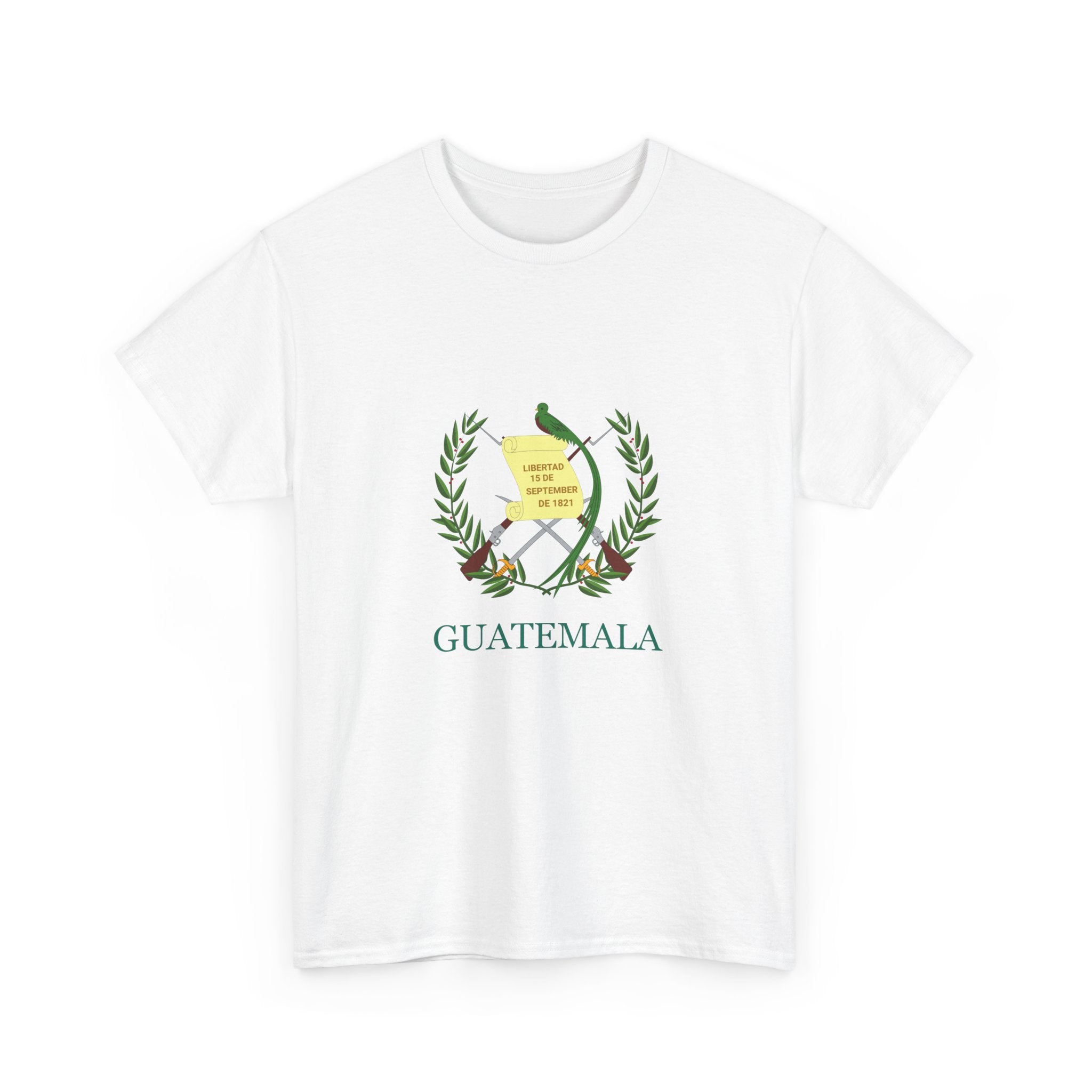 ALGODÓN GRUESO Camiseta de Hombres Escudo Nacional de Guatemala