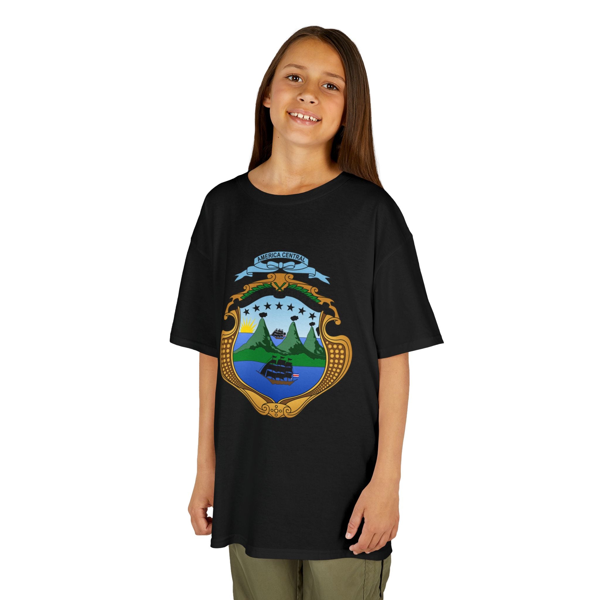 ALGODÓN GRUESO Camiseta de Niñas Costa Rica Escudo Nacional de Costa Rica