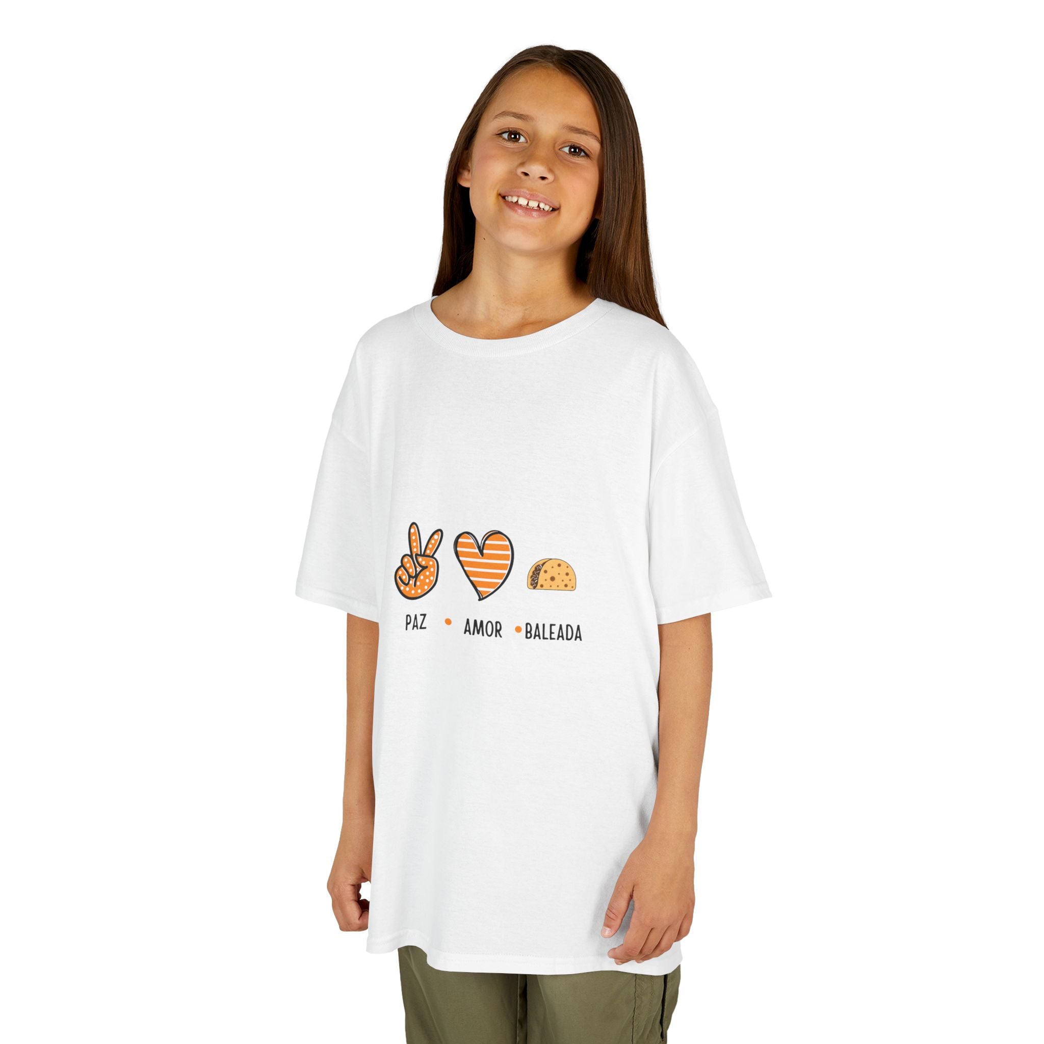 ALGODÓN GRUESO Camiseta de Niñas Paz Amor Baleada