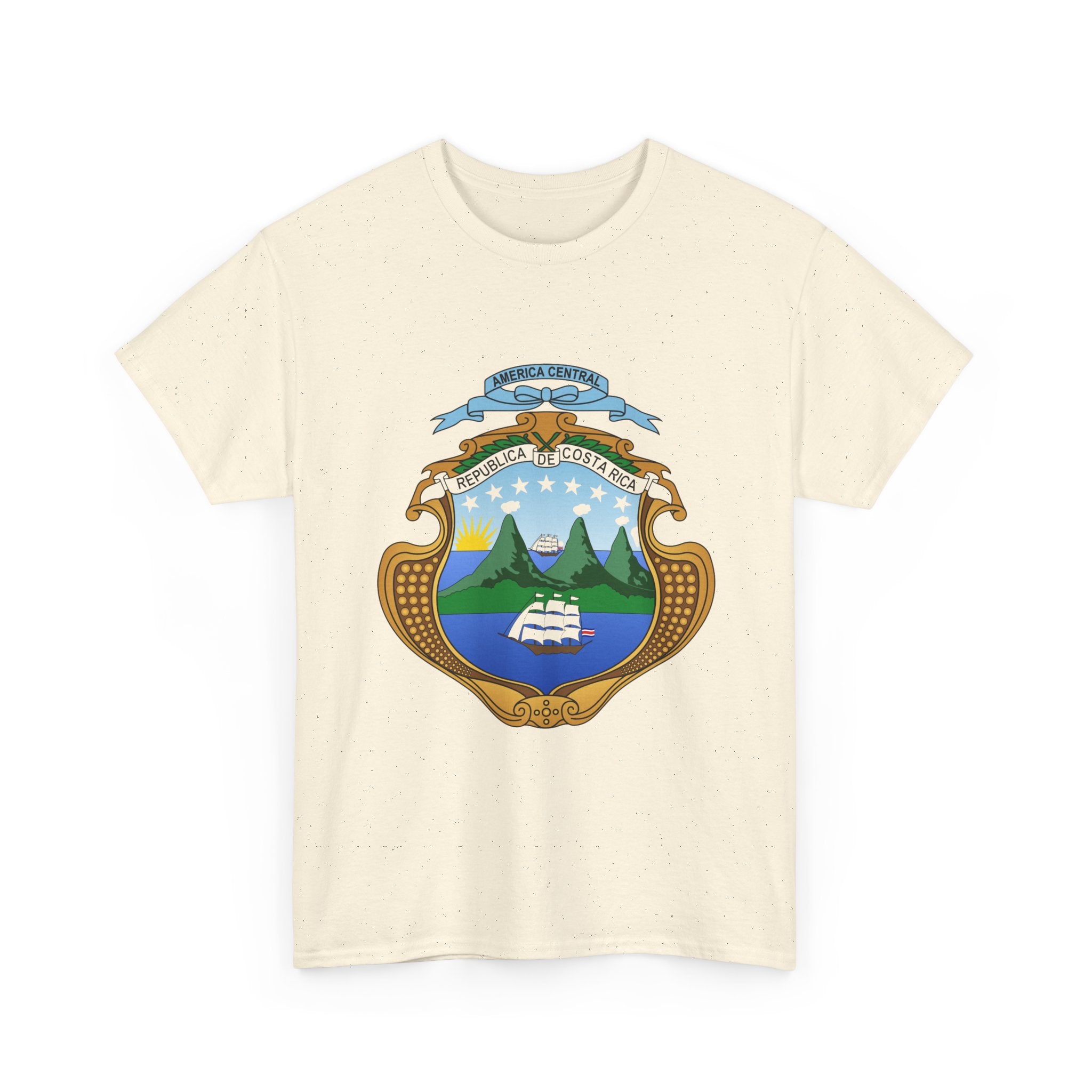 ALGODÓN GRUESO Camiseta de Hombres Costa Rica Escudo Nacional de Costa Rica