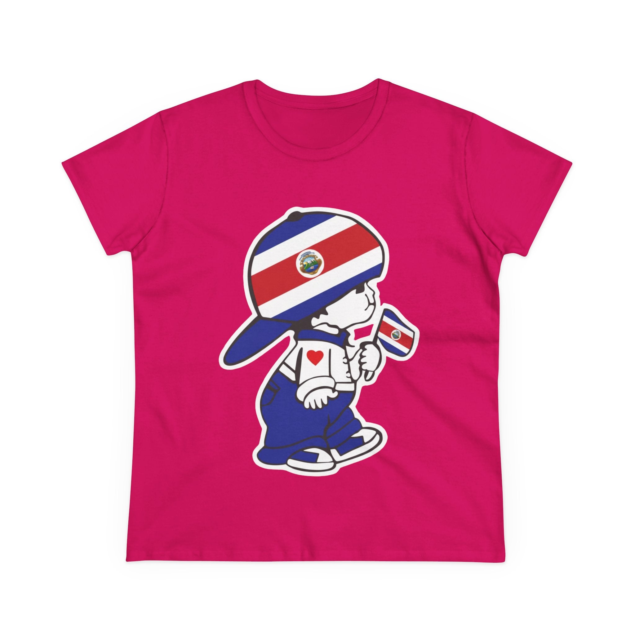 ALGODÓN DE MEDIO GROSOR Camiseta de Mujeres Costa Rica El Niño Tico Oroginal