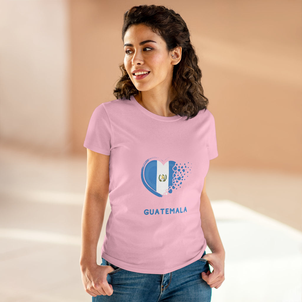 ALGODÓN DE MEDIO GROSOR Camiseta de Mujeres Diseño Corazón Guatemala