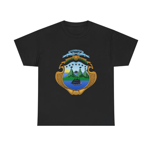 ALGODÓN GRUESO Camiseta de Hombres Costa Rica Escudo Nacional de Costa Rica
