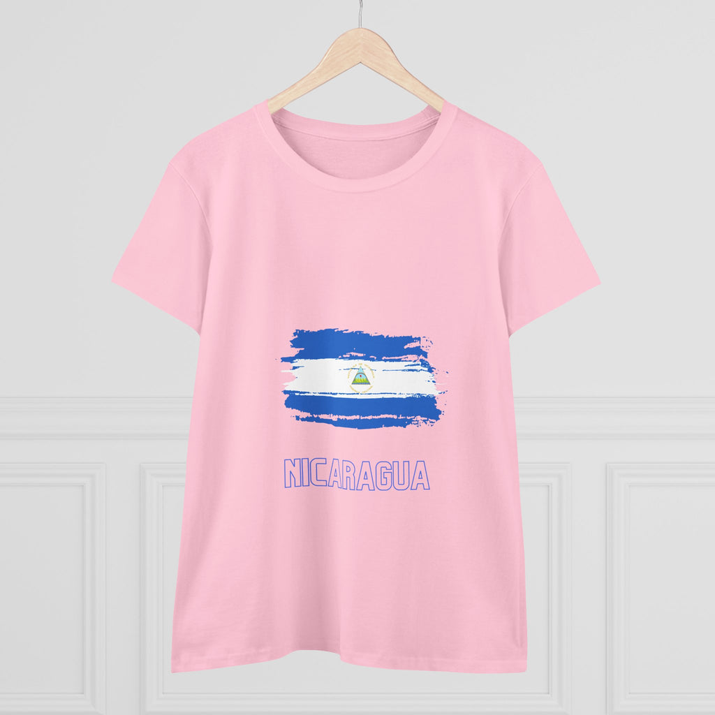 ALGODÓN DE MEDIO GROSOR Camiseta de Mujeres Nicaragua Bandera de Nicaragua