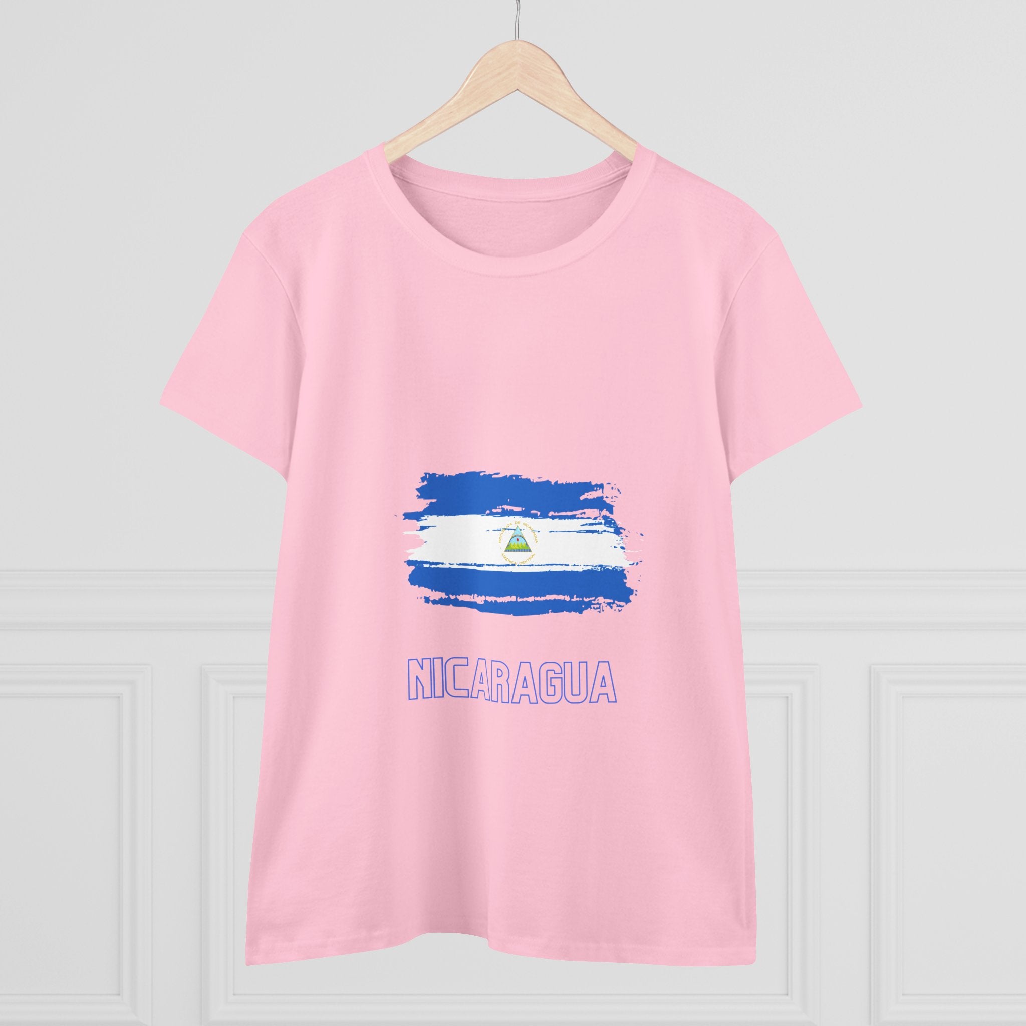 ALGODÓN DE MEDIO GROSOR Camiseta de Mujeres Nicaragua Bandera de Nicaragua