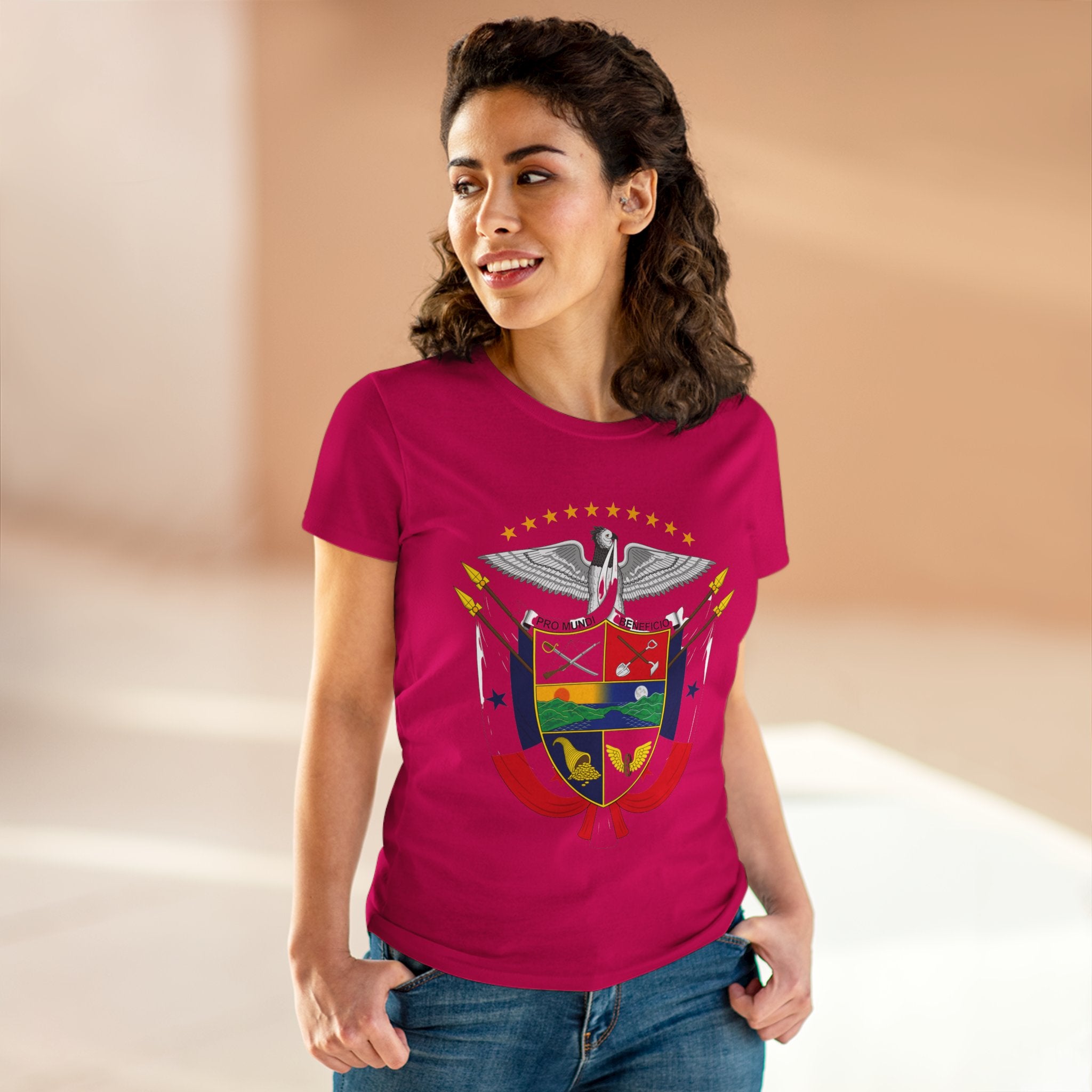 ALGODÓN DE MEDIO GROSOR Camiseta de Mujeres Panamá Escudo Nacional de Panamá