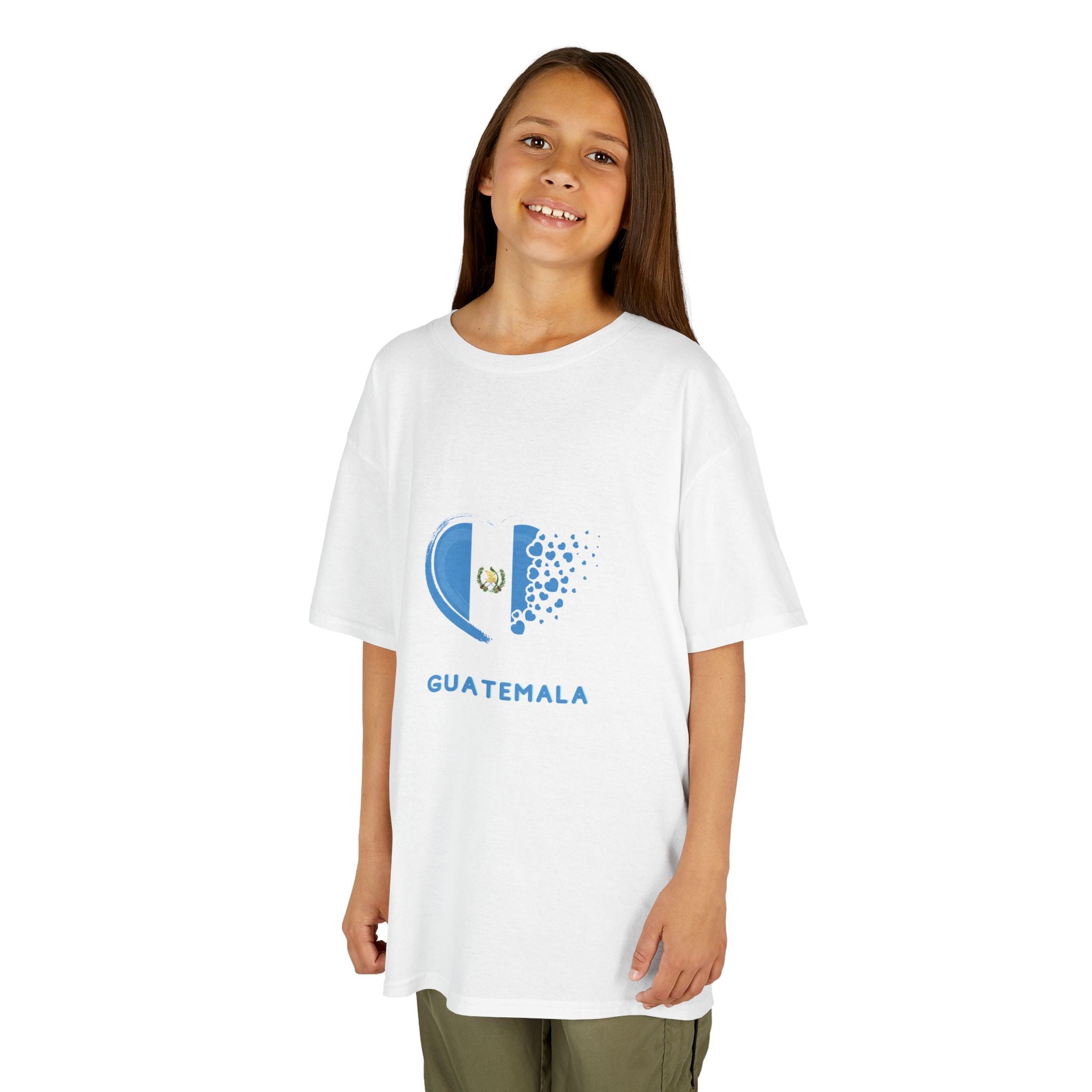 ALGODÓN GROSOR Camiseta de Niñas Diseño Corazón de Guatemala