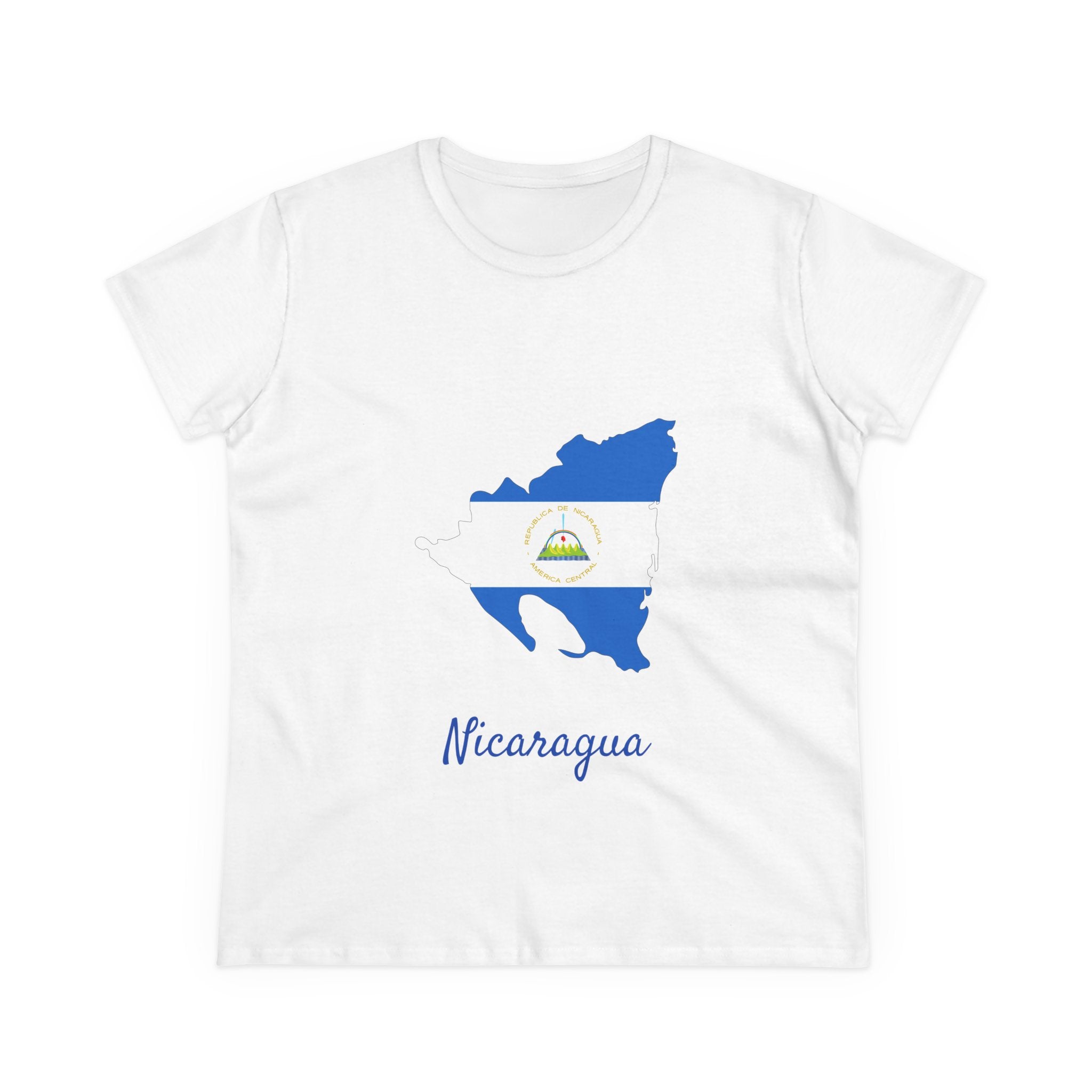 ALGÓDON DE MEDIO GROSOR Camiseta de Mujeres Nicaragua Diseño Nicaragua