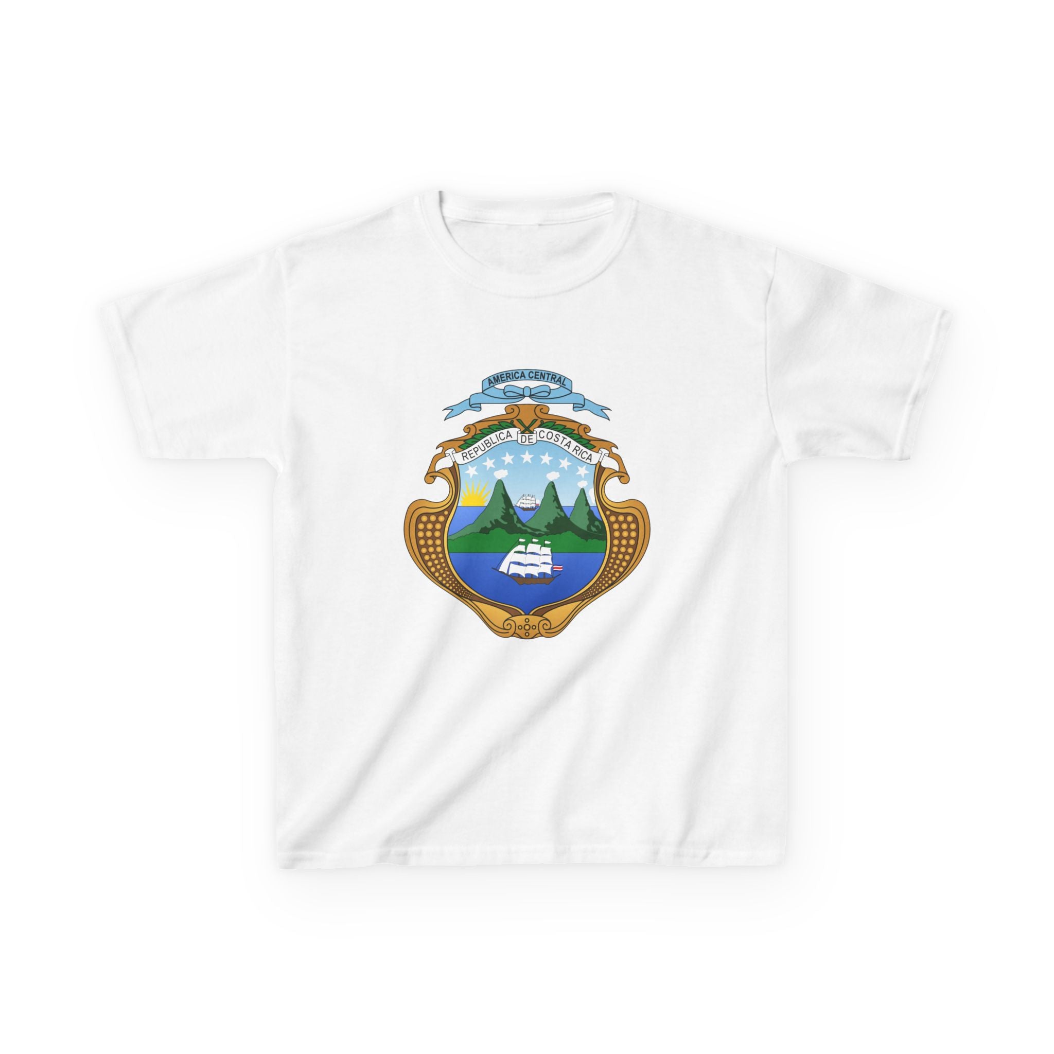 ALGODÓN GRUESO Camiseta de Niños Costa Rica Escudo Nacional de Costa Rica