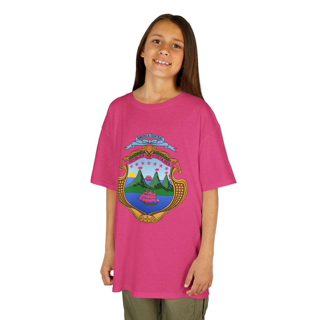 ALGODÓN GRUESO Camiseta de Niñas Costa Rica Escudo Nacional de Costa Rica