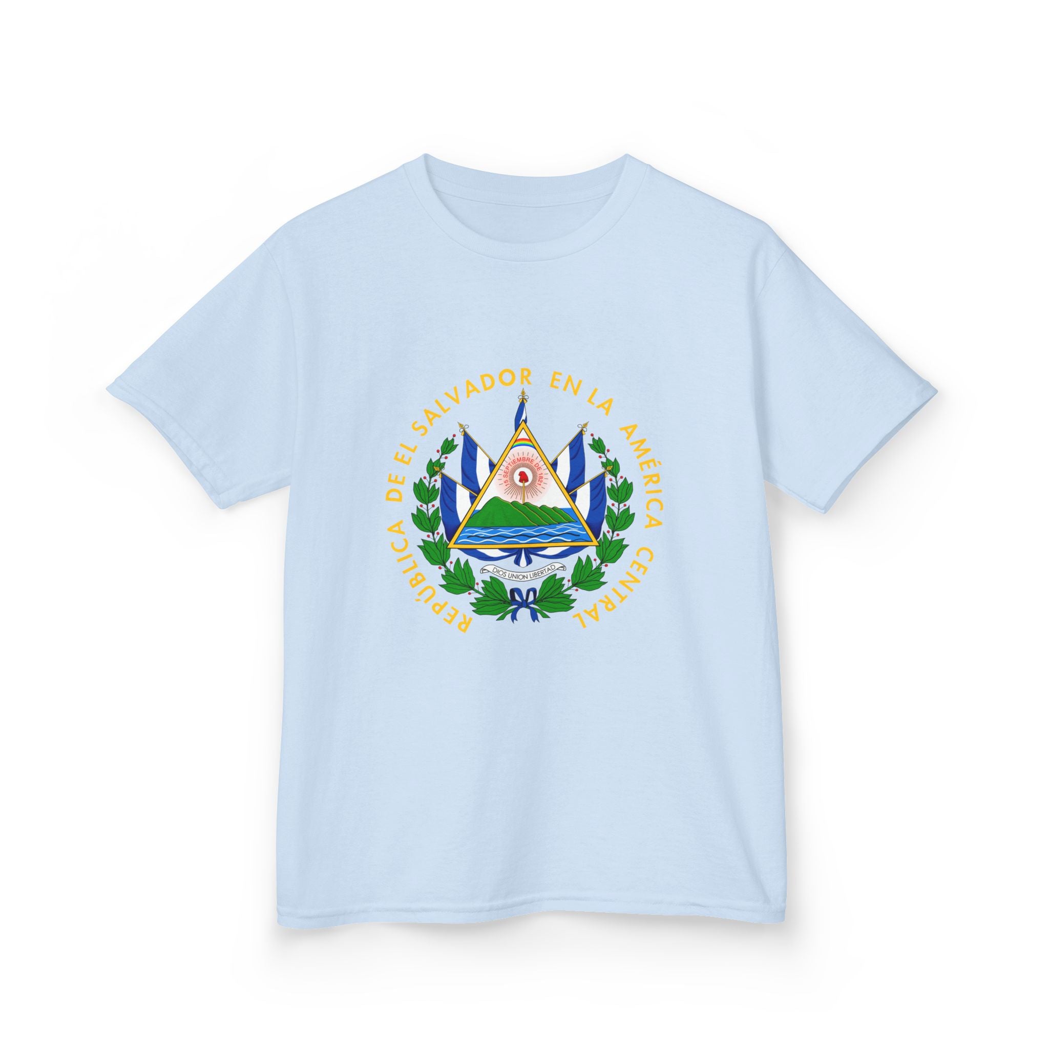 ALGODÓN GRUESO Camiseta de Niños El Salvador Escudo Nacional de El Salvador