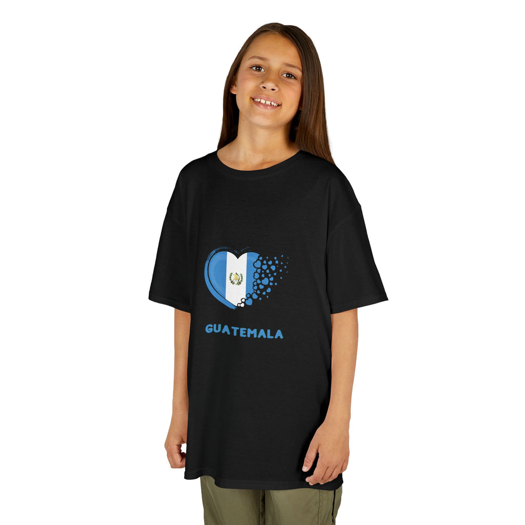 ALGODÓN GROSOR Camiseta de Niñas Diseño Corazón de Guatemala
