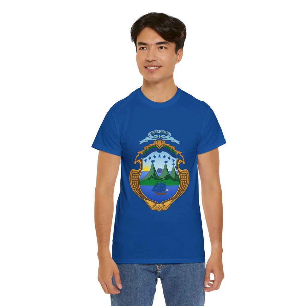 ALGODÓN GRUESO Camiseta de Hombres Costa Rica Escudo Nacional de Costa Rica