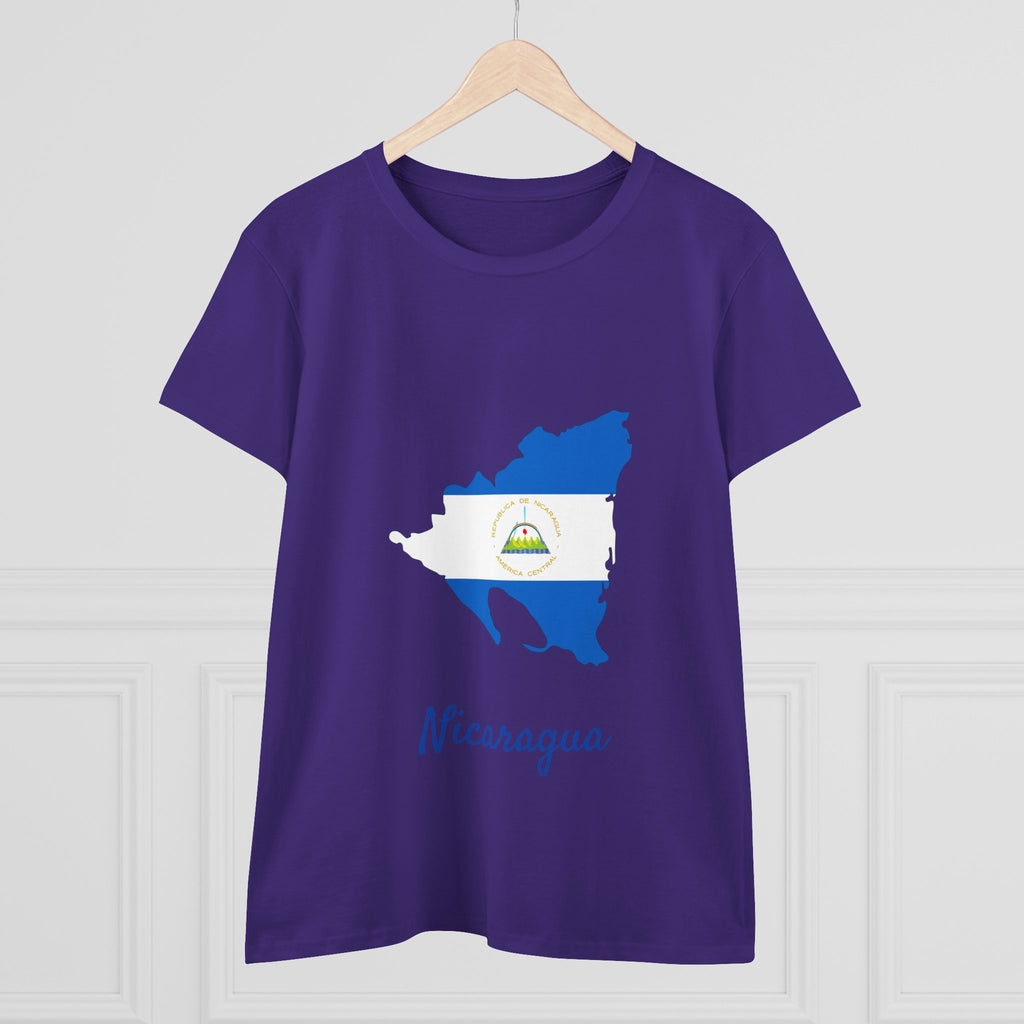 ALGÓDON DE MEDIO GROSOR Camiseta de Mujeres Nicaragua Diseño Nicaragua