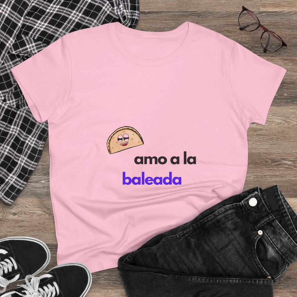 ALGODÓN DE MEDIO GROSOR Camiseta de Mujeres Honduras Diseño Amo a la baleada